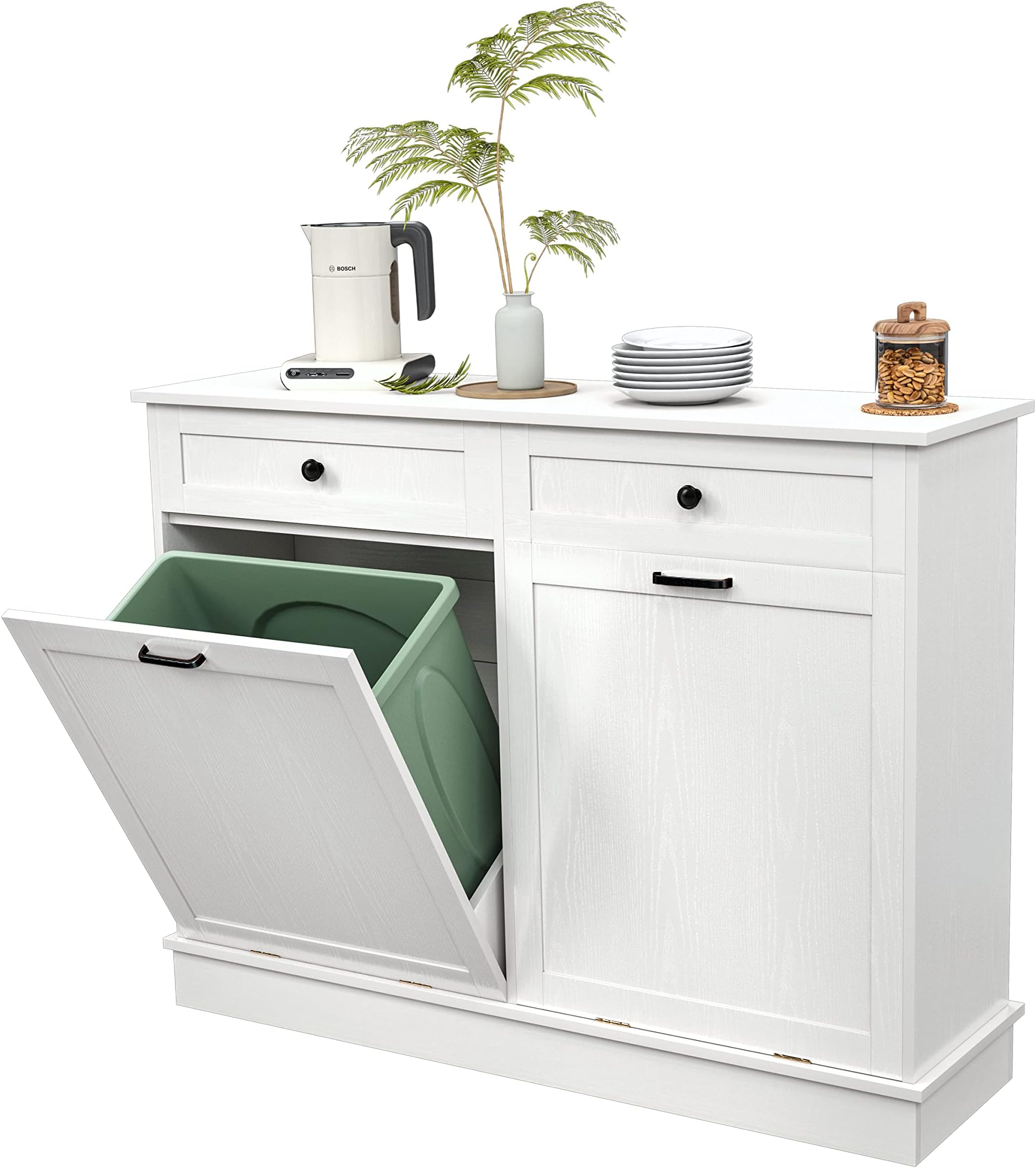 Amazon.com: ZIAERKOR Double Tilt Out Trash Cabinet, Hidden Trash Bin ...