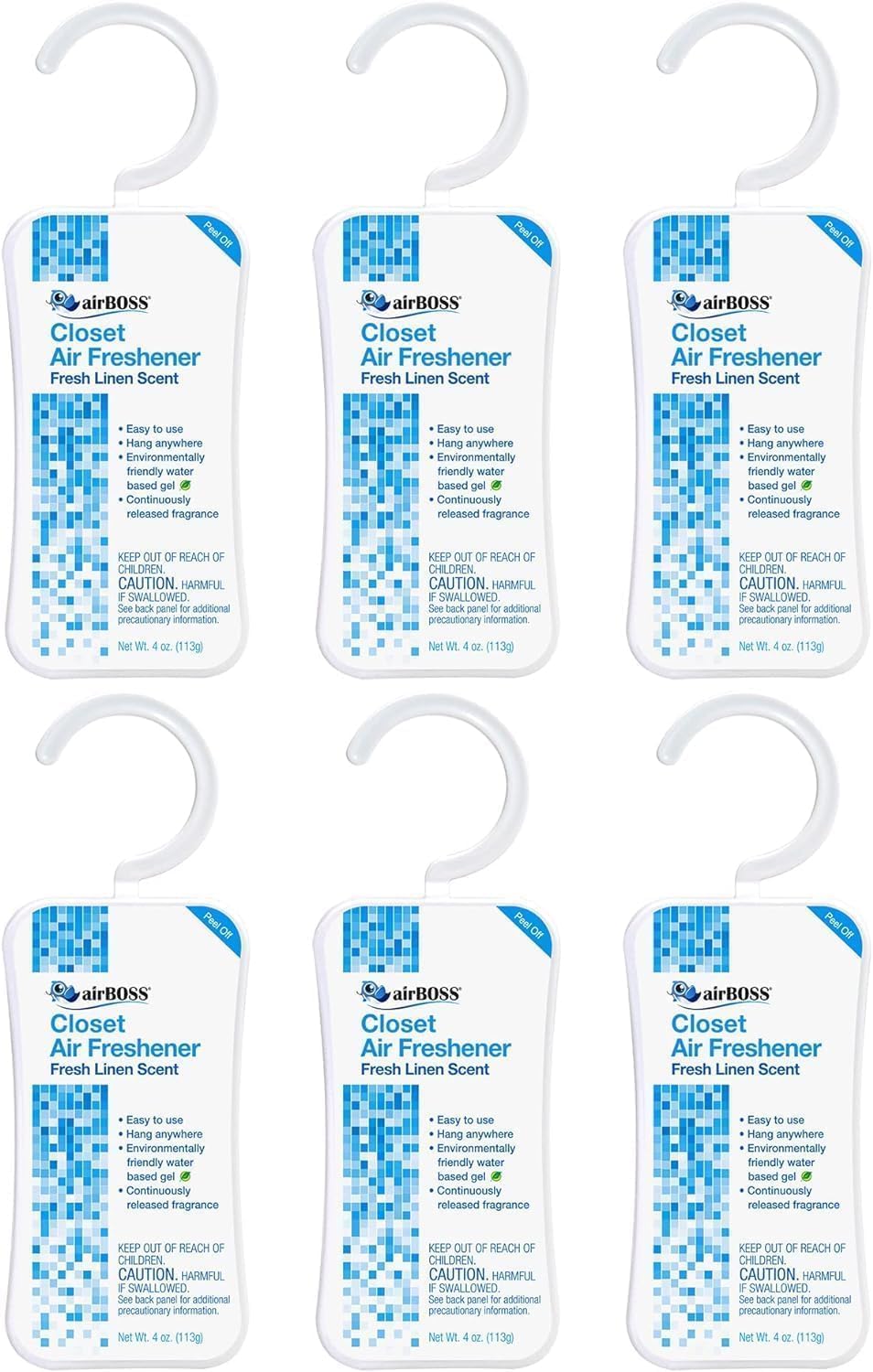 airBOSS Closet Air Freshener, Continuously Releases Fragrance, Fresh Linen, 4 Oz Hanger