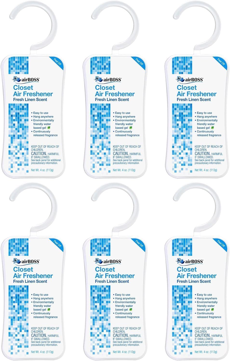 airBOSS Closet Air Freshener, Continuously Releases Fragrance, Fresh Linen, 4 Oz Hanger