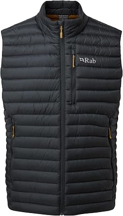 Rab Men's Microlight Vest - 700-Fill Lightweight Down Gilet for Hiking & Skiing - Black - Large