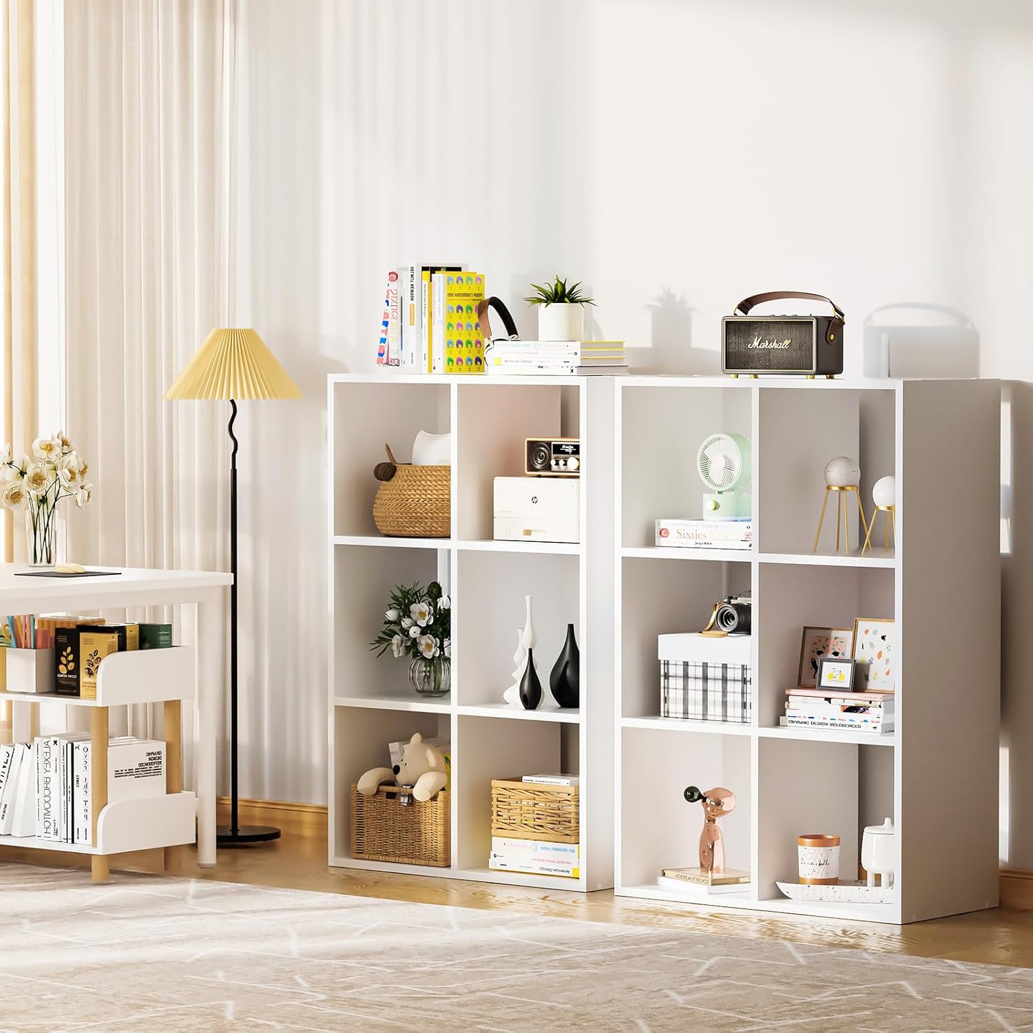 COMHOMA 6 Wood Cube Storage Organizer with Open Back and Removable Back Panels, 11In White Cube Storage Bookshelf, Cubicle Shelf Bookcase for Home Office Bedroom Living Room, Vertical or Horizontal