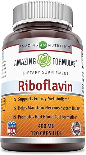 Miniatura 2 de Amazing Formulas - Suplemento dietético de riboflavina - 400 miligramos - Promueve una sangre más saludable - Ayuda a mantener el sistema nervioso.