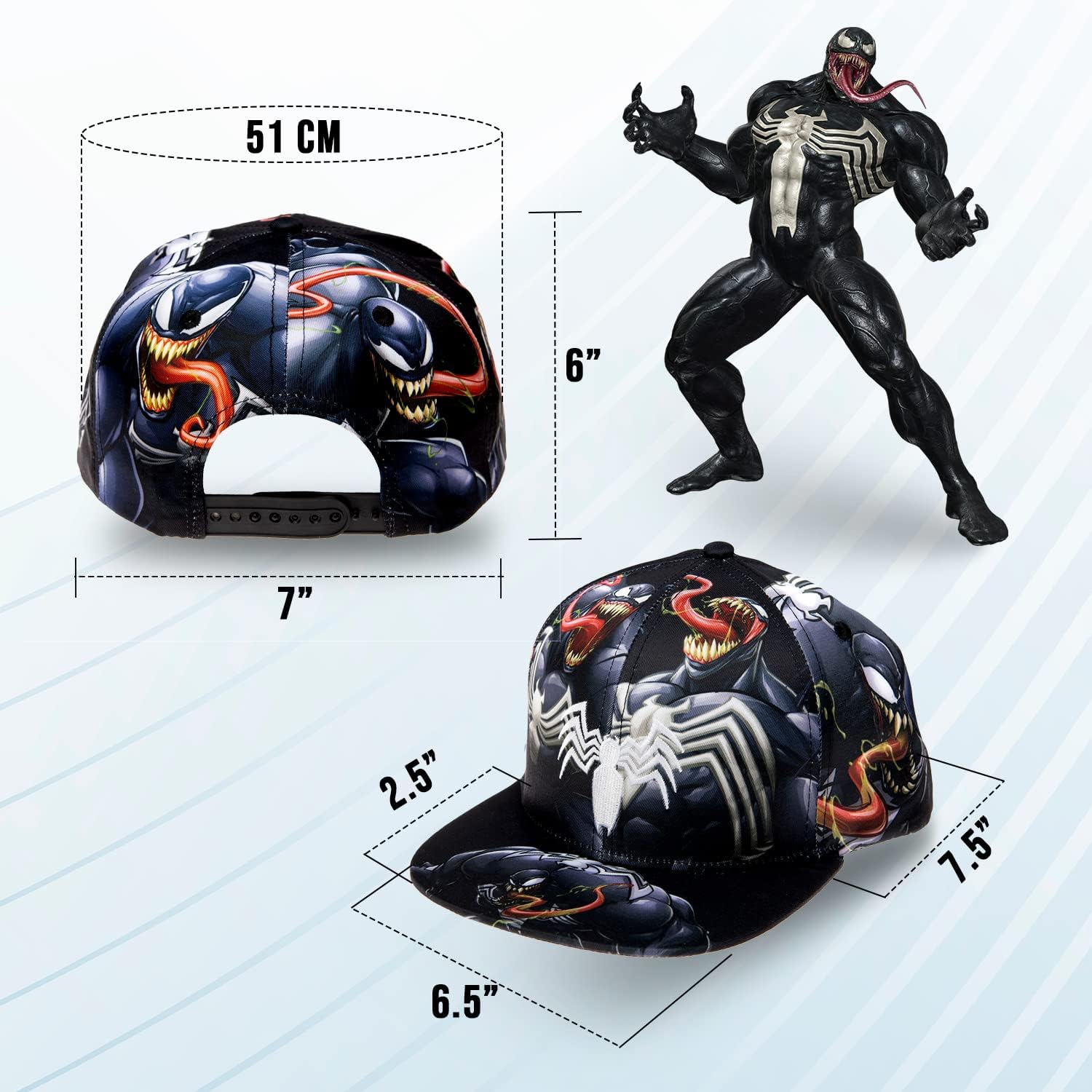 Marvel Comics Mens Spiderman Character Costume Embroidered/Printed Snapback Flatbrim Baseball Cap Hat - Image 3