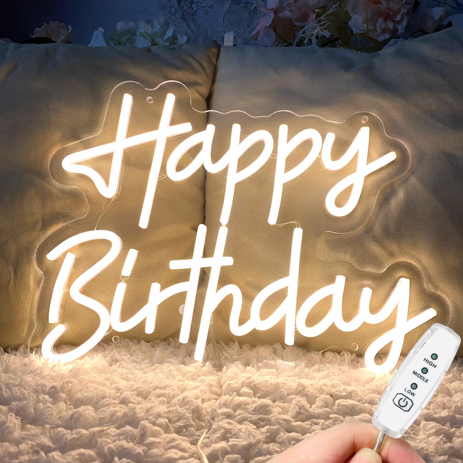 Happy Birthday Neon Sign for Wall Decor