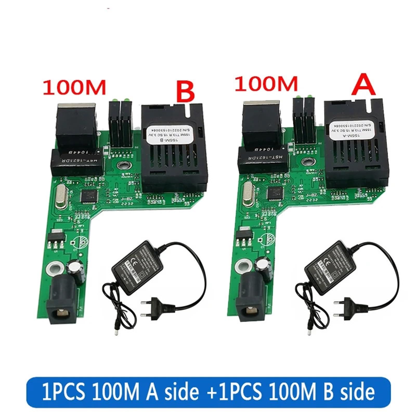 PCBA Fast Ethernet Fibra Transceiver Convertitore Switch Half Board SC 10/100M Switch in Fibra Htb3100(5pair with EU Power)
