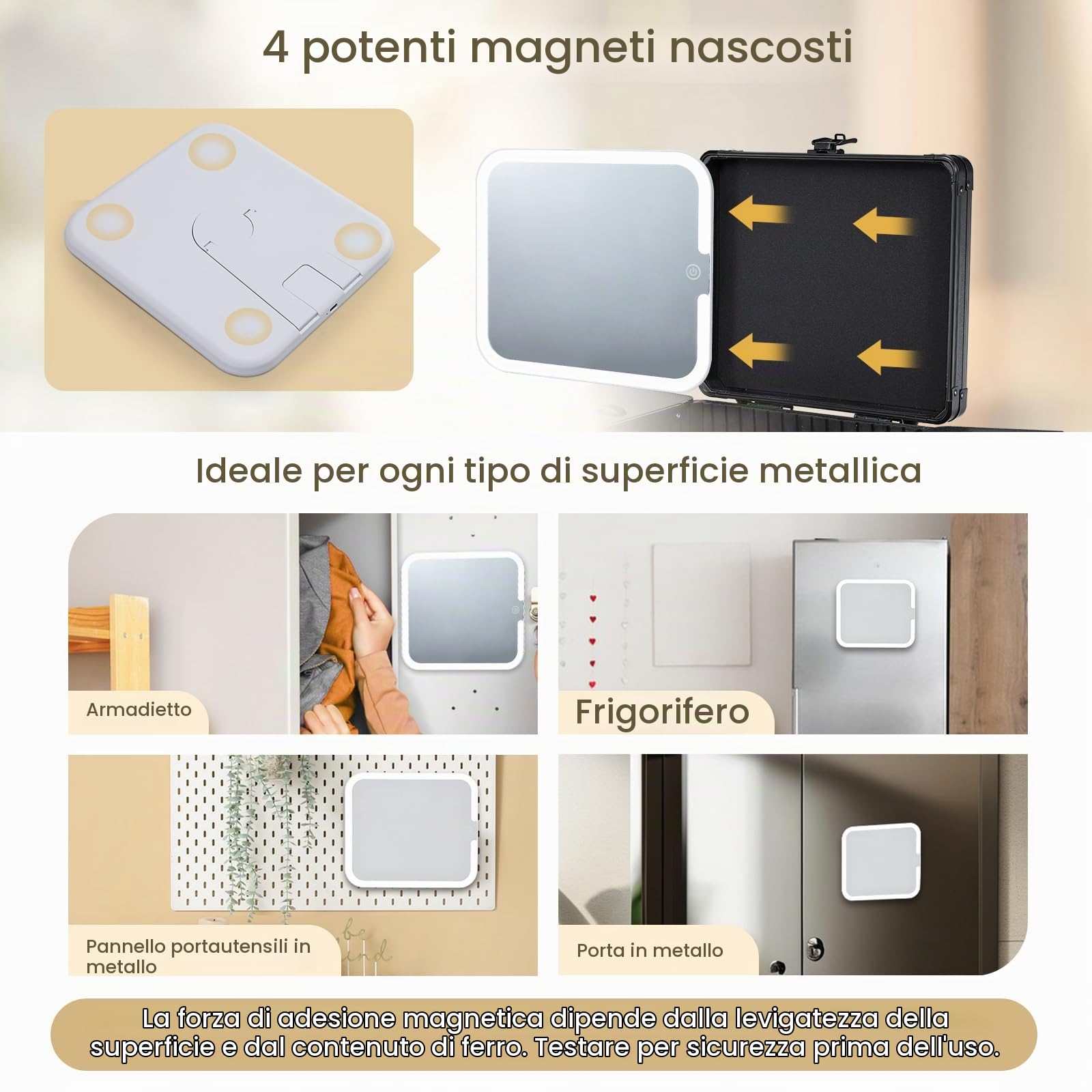 Valigetta Trucchi Professionale con Specchio LED Magnetico Illuminato a 3 Colori Beauty Case Portatile Nero con Serratura Scomparti e Portapennelli Ideale anche come Valigia per Trucchi, Nero