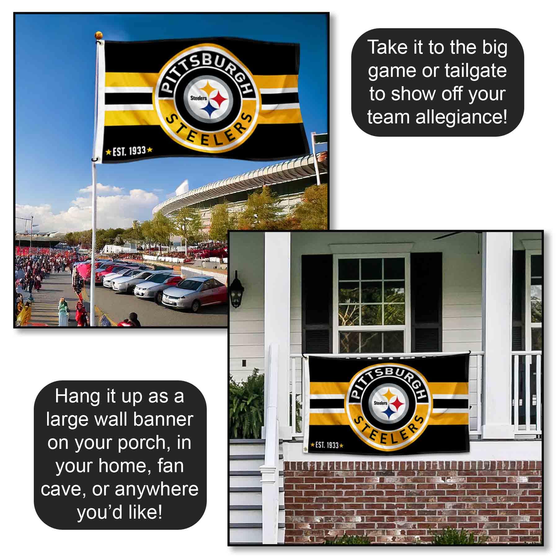 WinCraft Pittsburgh Steelers Patch Button Circle Logo Bandiera Grande 3x5 Banner