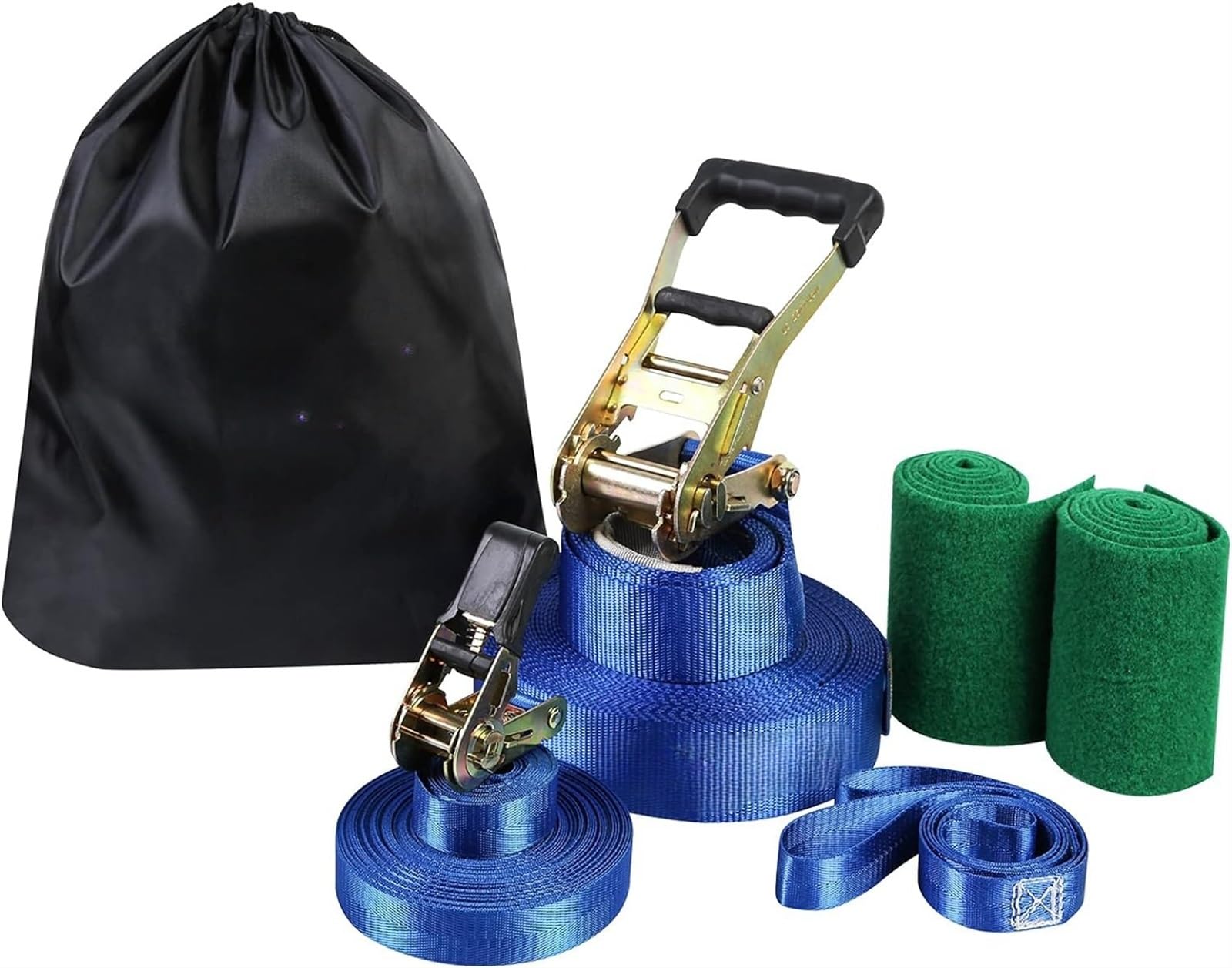 THE WHITE SHOP Slackline Kit with Training Line, Tree Protectors, High Grade Ratchet, Arm Trainer and Carry Bag Complete Set for Kids and Adults