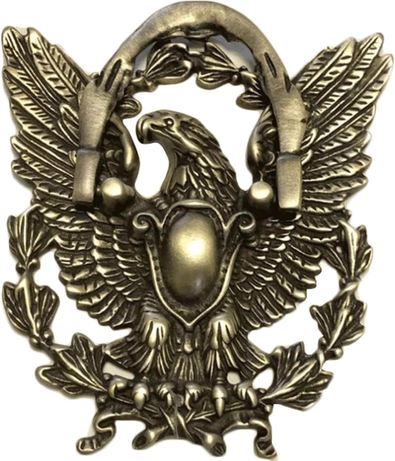 KRILLIQ Door Knocker Brass Ring Pull Metal Door Knockers Antique Brass Eagle Ring Pull Door Pulls with Semi Circular Handle Wall Gate Decor Home Decor, Bronze