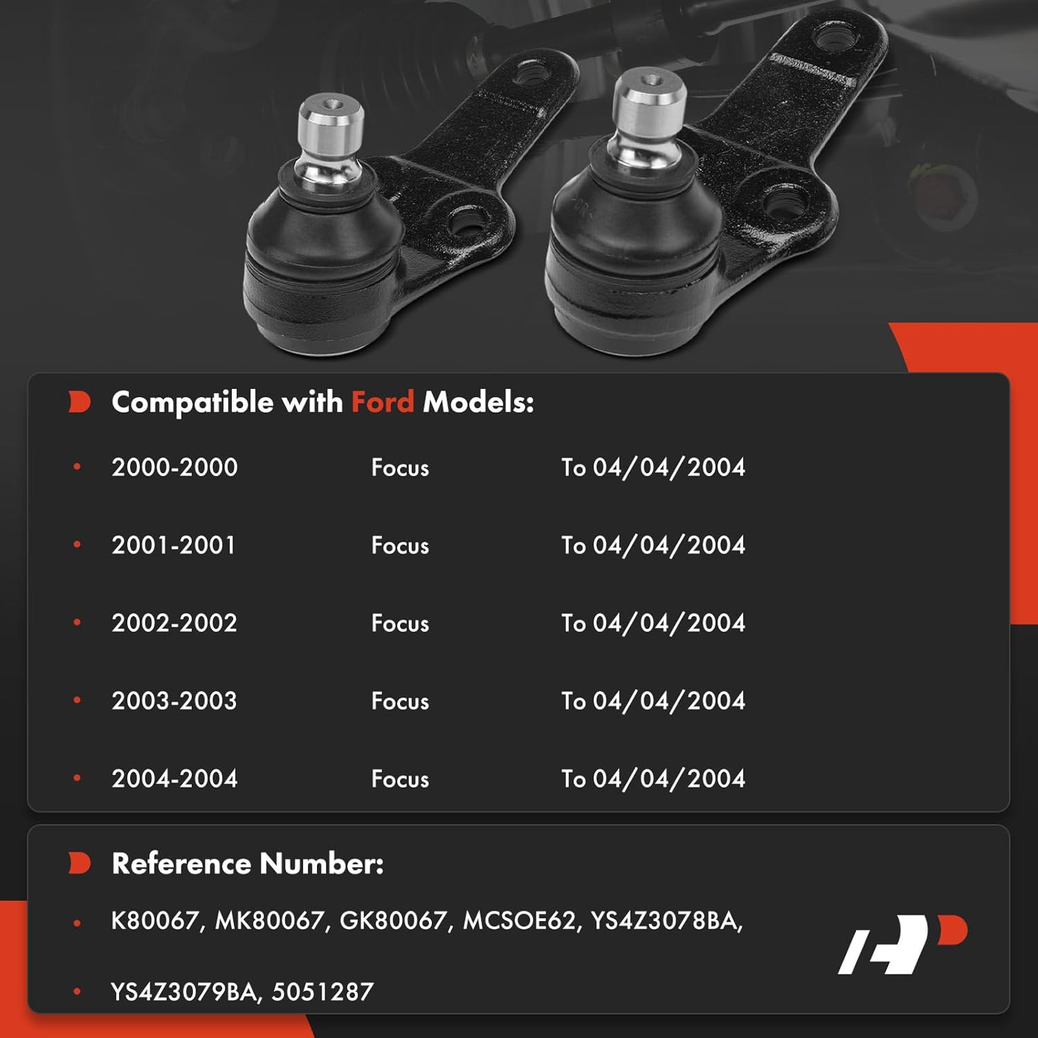 A-Premium 2 x Front Lower Ball Joints, Compatible with Ford Focus 2000 2001 2002 2003 2004