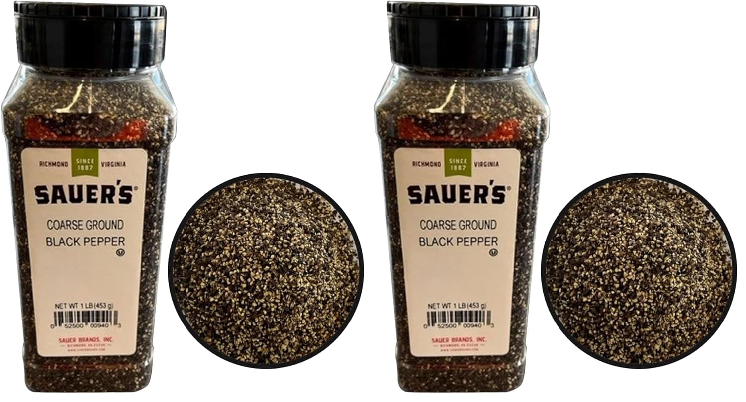 Sauer's Coarse Ground Black Pepper | 1 Pound Canister | Foodservice (Pack of 2)