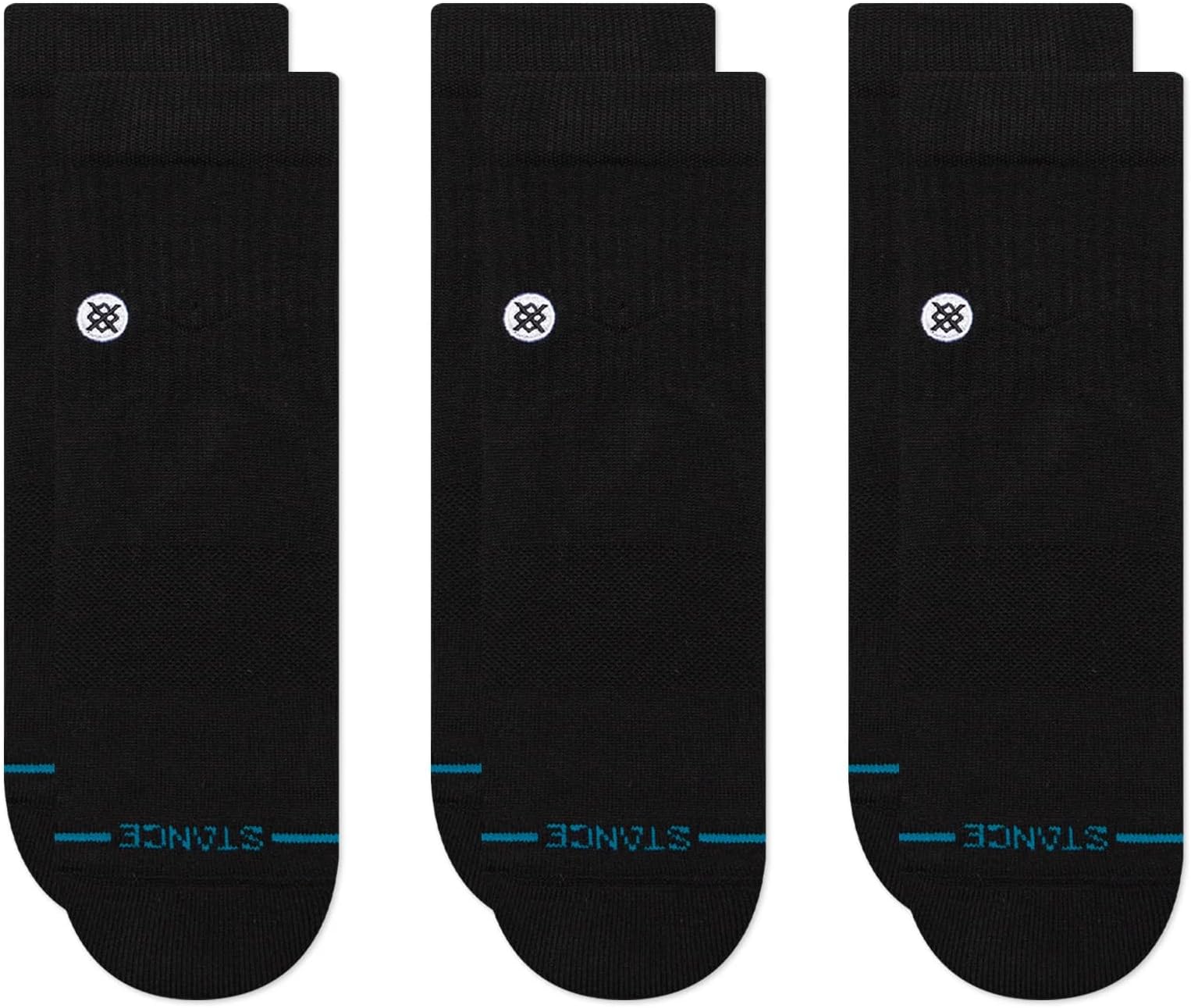 Icon Quarter Socks [3 Pack], Black, Large