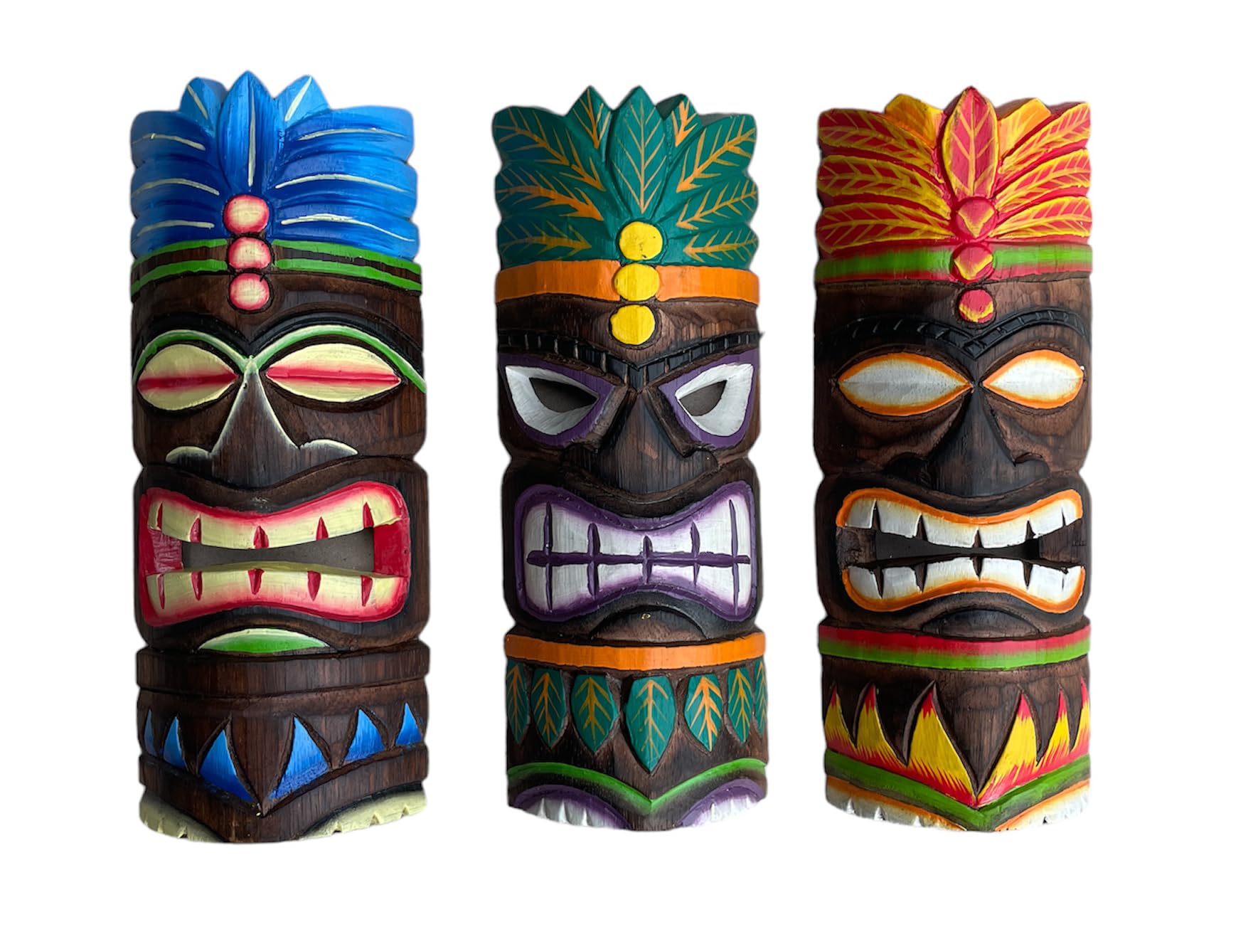Amazon.com: OMA Set Of (3) Wooden Tiki Mask Wall Hangings With