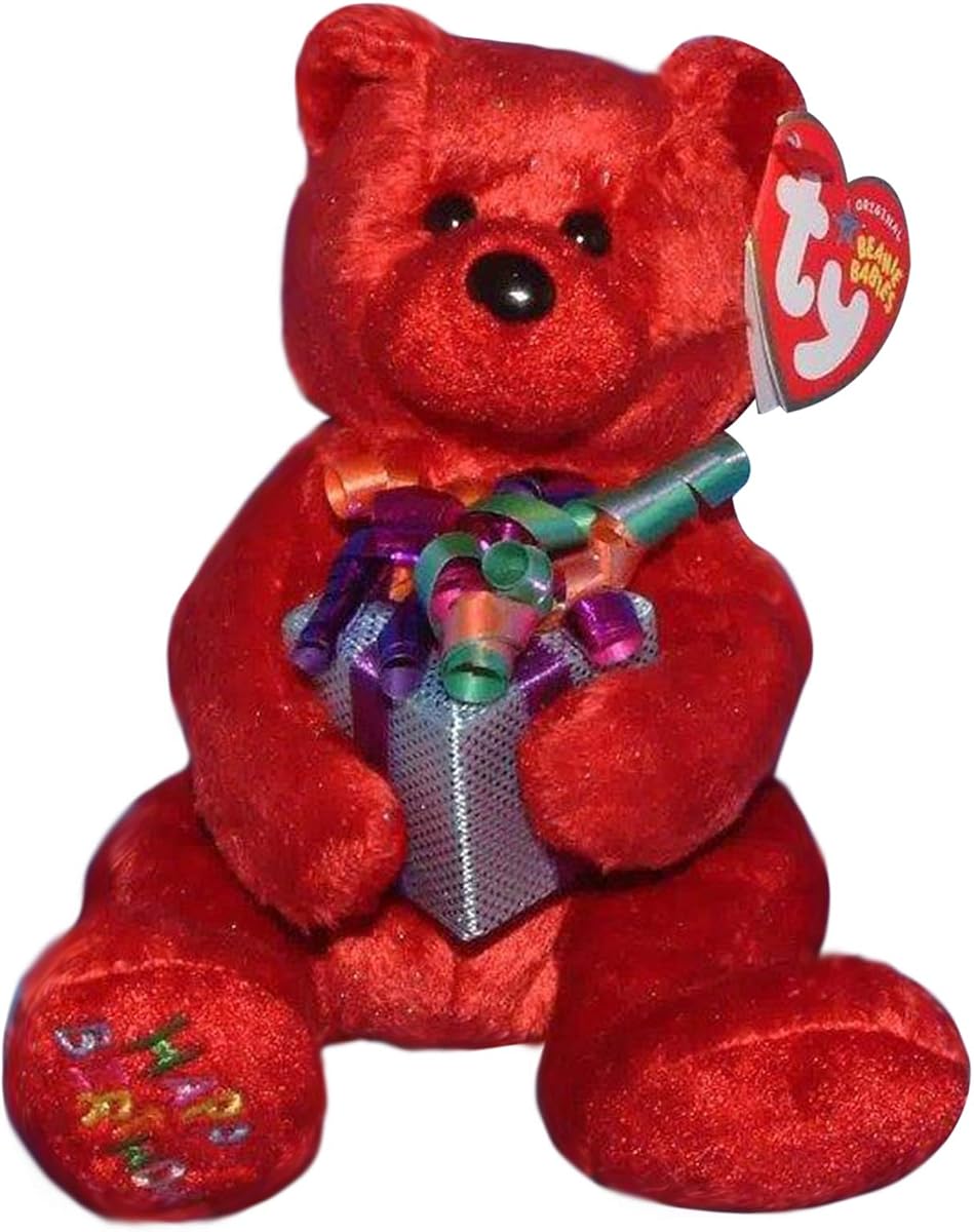 TY Beanie Baby - HAPPY BIRTHDAY the Bear ( Red - w/ Present )
