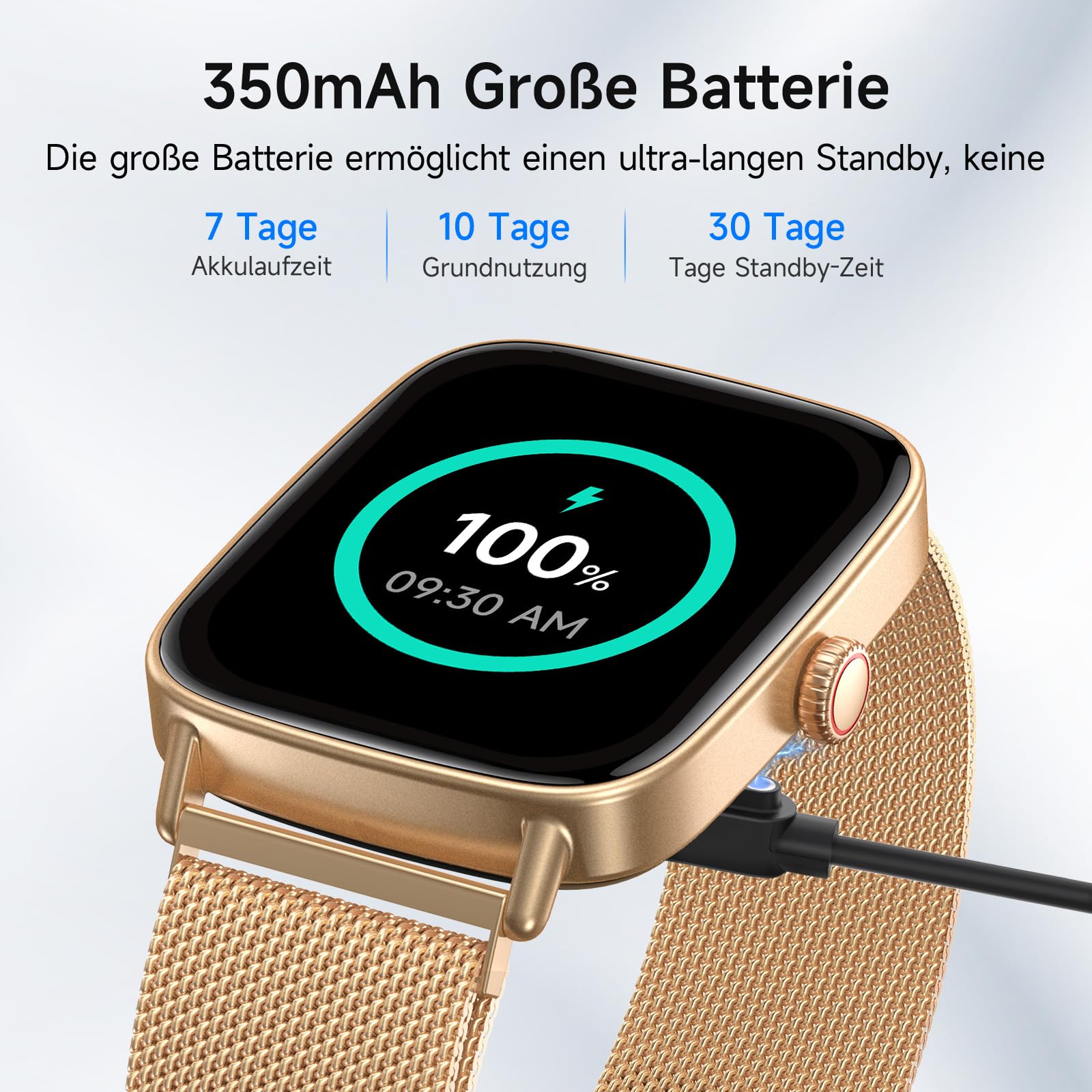 Smartwatch Damen mit Telefonfunktion 1.85" HD Herzfrequenz Schlafmonitor SpO2 Schrittzähler 110+ Sportmodi Fitnessuhr IP68 Wasserdicht Kompatibel iOS Samsung Android