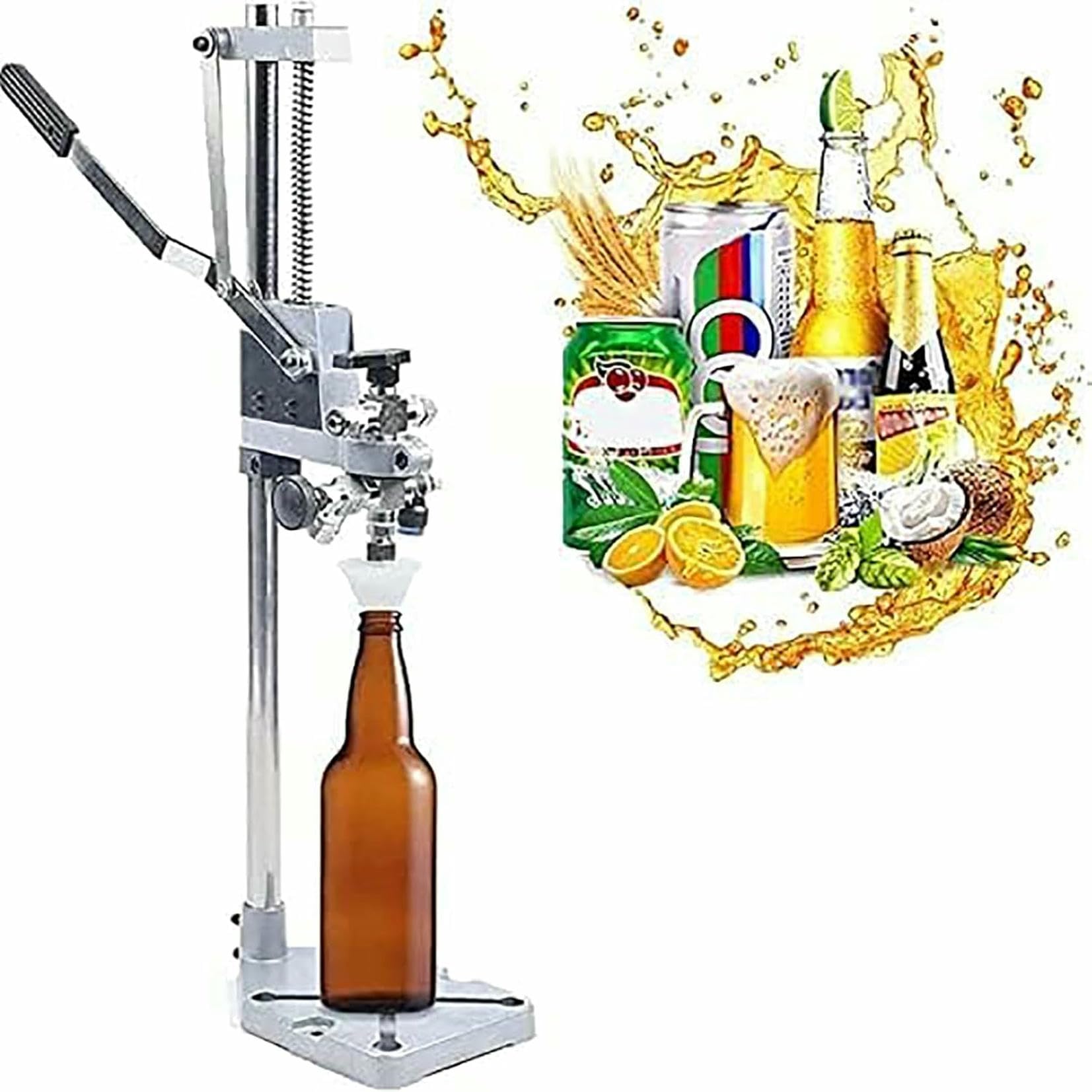 Llenadora de botellas, llenadora de botellas a contrapresión, máquina llenadora manual de líquidos para botellas de cerveza/vino de acero inoxidable, para botellas de vidrio/convexas/plástico/vino~/