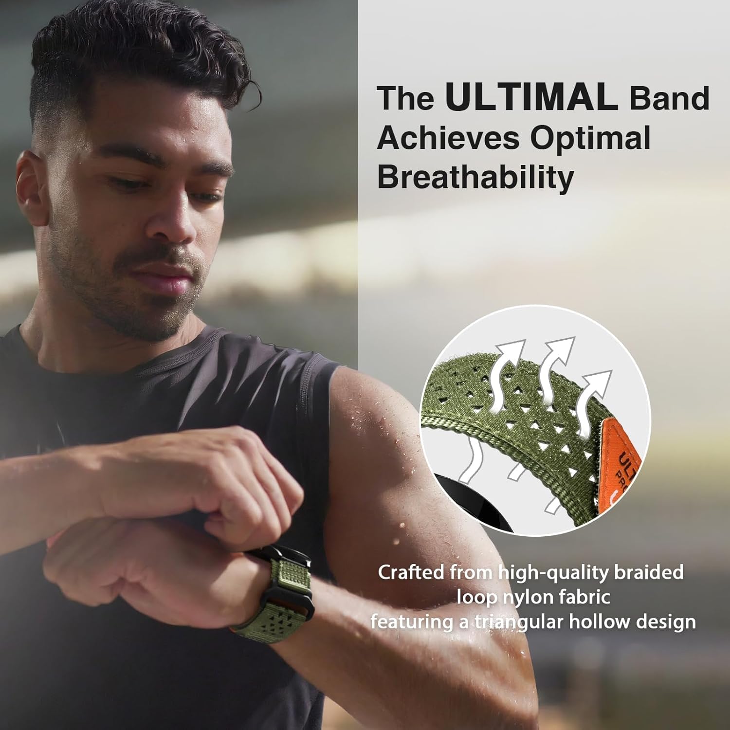 ULTIMAL Band Compatible with Samsung Galaxy Watch 7 6 5 4 40mm 44mm/ Galaxy Watch 6 4 3 Classic/Galaxy Watch 5 Pro 45mm/Active 2, 20mm Nylon Adjustable Strap for Men Women((BLACK USA FLAG, XL)