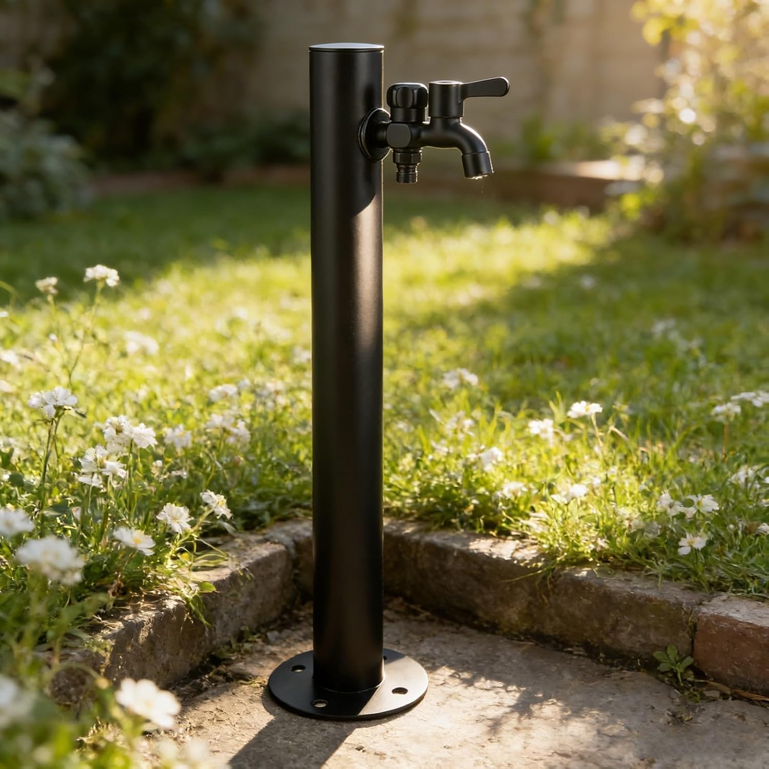 Frost Free Outdoor Faucet, 60/80/95cm Water Fountain Faucet, Free-Standing Garden Yard Hydrant with Faucet, Black Water Spigot for Garden, Patio, Deck, Villa Decor(Style 1,Height: 95cm/37.4in)