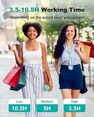 Miniatura 5 de Paquete de 2 ventiladores de mano rosa y azul, diseño pequeño y lindo, 3 velocidades potentes, funciona con USBbatería recargable, ventilador