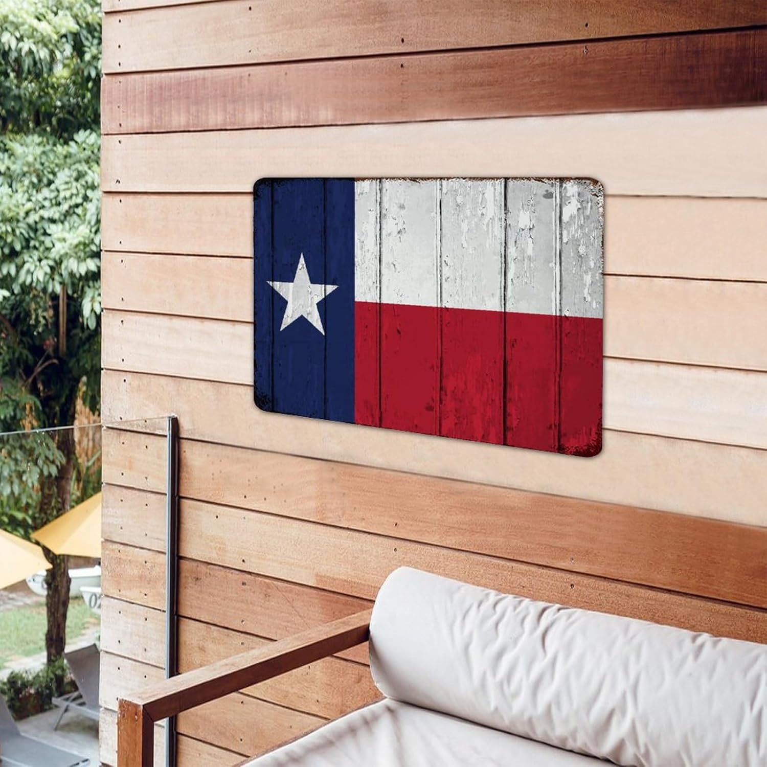 Autravelco Texas Country Metal Signs Rustic Cabin Signs State Pride Patriotic Flag Wall Decorations Tin Signs for Fence Garden Lounge 12x18 Inch