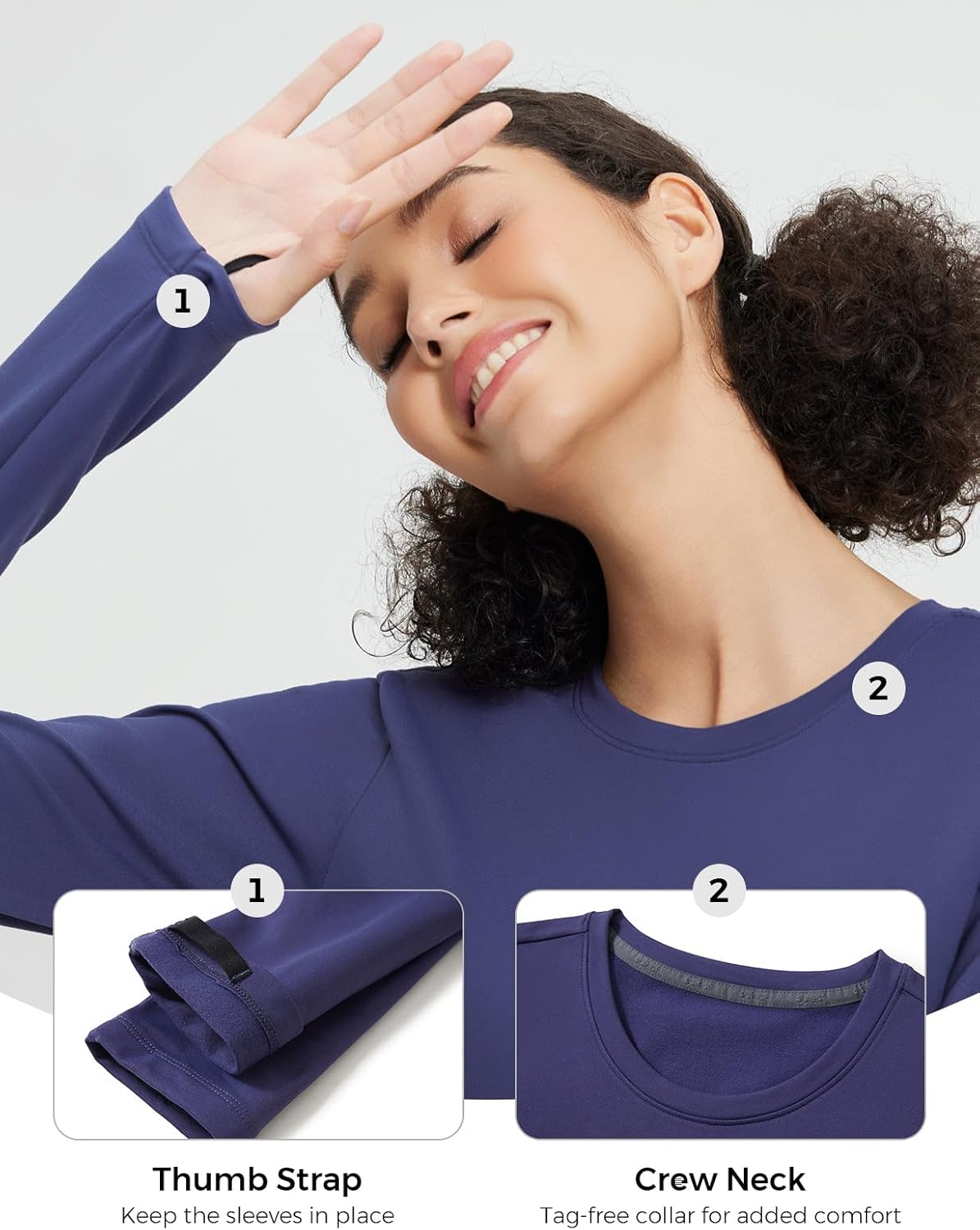 baleaf Women's Thermal Tops Long Sleeve Fleece Running Shirts Thumbhole Cold Weather Winter Gear Workout Base Layer - Image 6