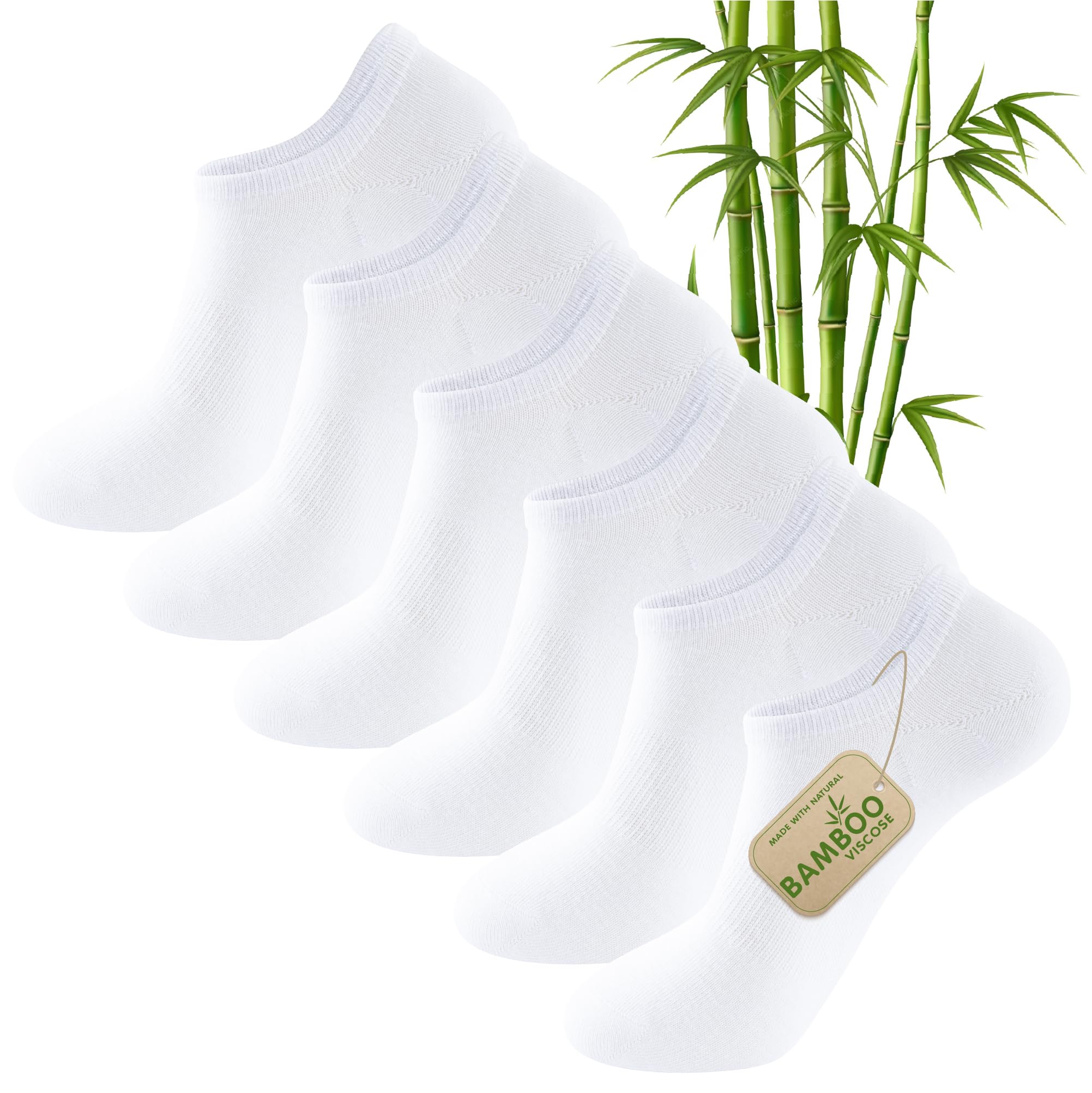 The Essentials Wardrobe Men's 6 Pairs Ladies White 6Pk Ladies Bamboo Trainer Socks - Uk 4-8/Eu 37-42 - White