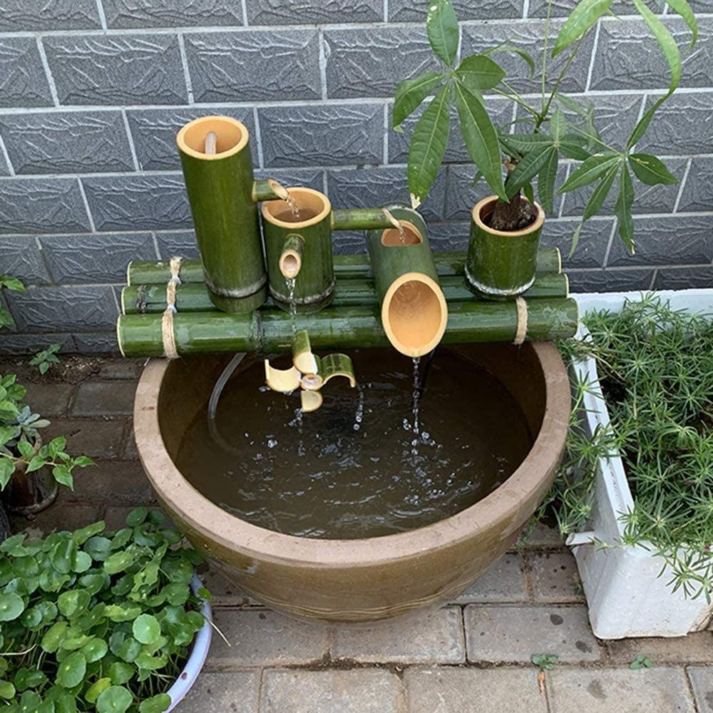 Amazon.co.jp: 竹の噴水の装飾竹の噴水の水機能庭の装飾ポンプ滝付き