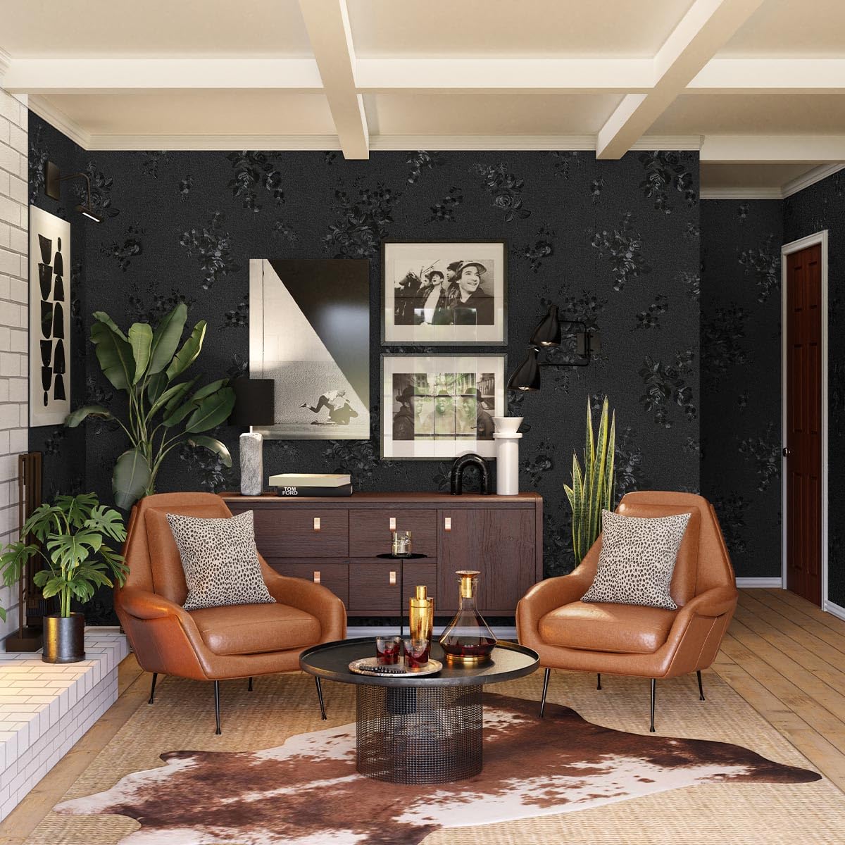 Erfoni Black Peel and Stick Wallpaper - Black Floral Embossed Contact Paper 17.7 x 78.7 Erfoni Black Peel and Stick Wallpaper - Black Floral Embossed Contact Paper 17.7 x 78.7