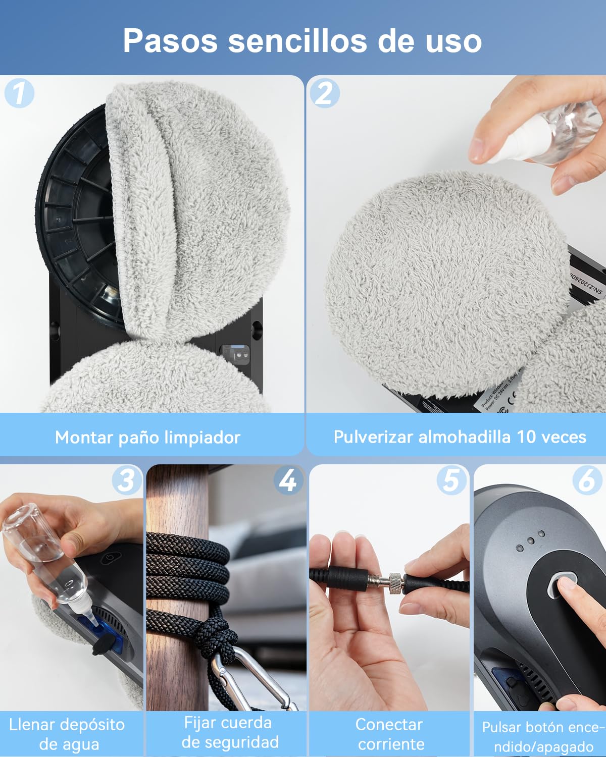 Keero Robot Limpiacristales, Lavado de Ventanas con Doble Boquilla y Potencia de Succión de 6000 Pa 2026 Mejorado, 3 Modos de Limpieza, Tanque de Agua 60ml, Limpia Cristales Electrico Ventanas