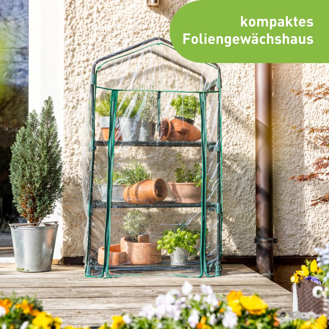 Windhager Balkon Frühbeet Folien-Gewächshaus für Kräuter, Tomaten & Co 68x49x128cm transparent