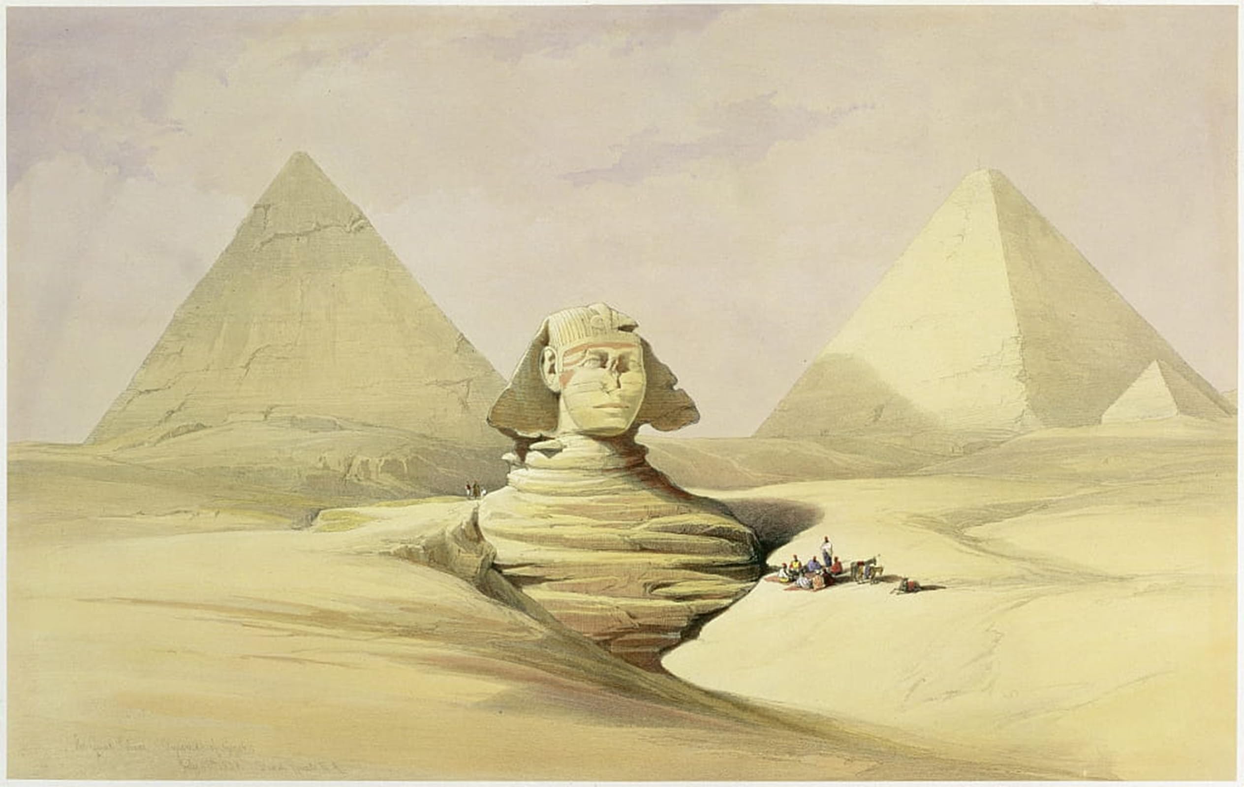 SERENDIPITP Retro Picture Poster Wall Art Pictures Painting the Great Sphinx and the Pyramids of Giza' by David Roberts Wall Art Canvas Print for Wall Decor 60x90cm