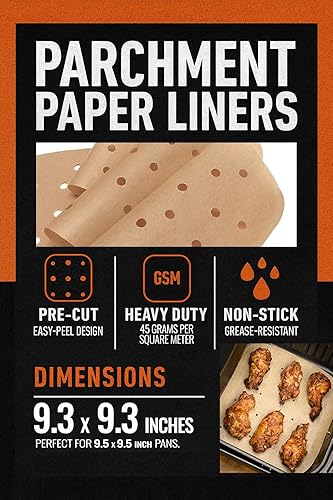 Miniatura 20 de Papel pergamino para freidora de aire Ninja Air Fryer Pro 4 en 1 5 cuartos de galón, AF141, cuadrados de papel de hornear para Cosori, Instant Pot