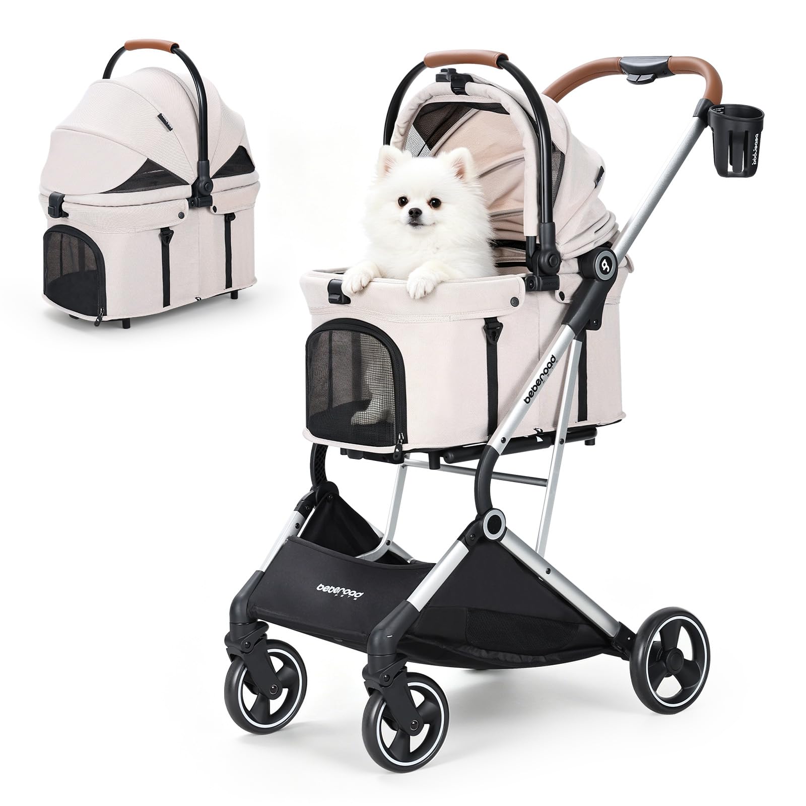 Beberoad Pets T3 Pro Small Dog Stroller (Beige)