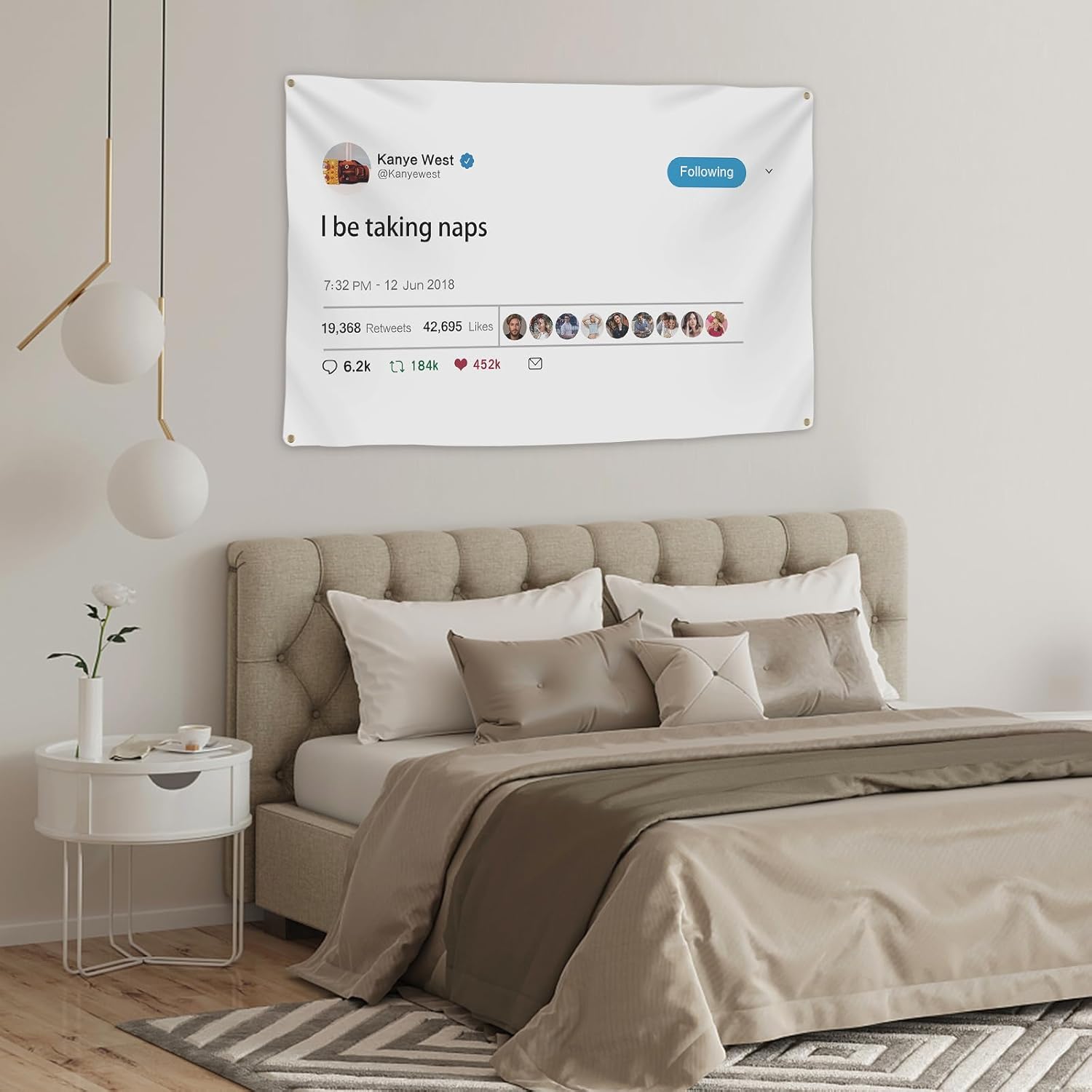 Kanye Tapestry Tweet flags, I be taking naps with Installation tool, Funny Flags for Room College University Dorm Guys Rapper wall Decorations meme Gift, 3x5 Ft - Image 5