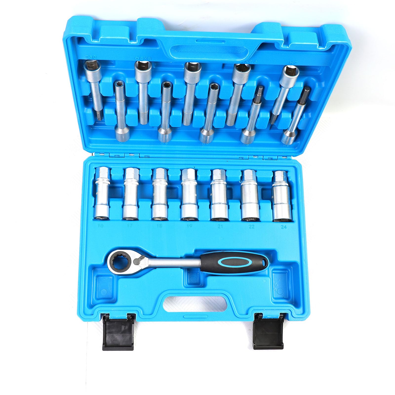 Bisenya 18 Pezzi Set di Chiave a Bussola per smontare ammortizzatori Kit Dado per Ammortizzatore Speciale 1/2' Drive Compatibile con i Veicoli più Comuni