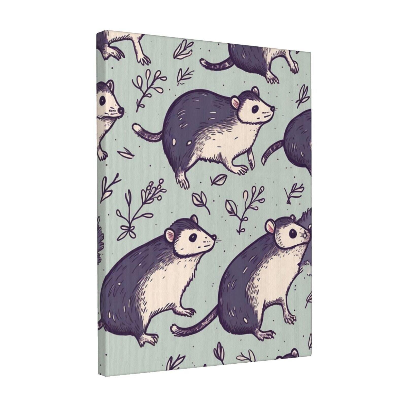 FodPand Opossum Canvas Wall Art for Living Room Wall Decor 12"x16" Modern Artwork Painting Pictures Hanging Canvas Prints Aesthetic Wall Art for Bedroom Bathroom Office Wallart Decor
