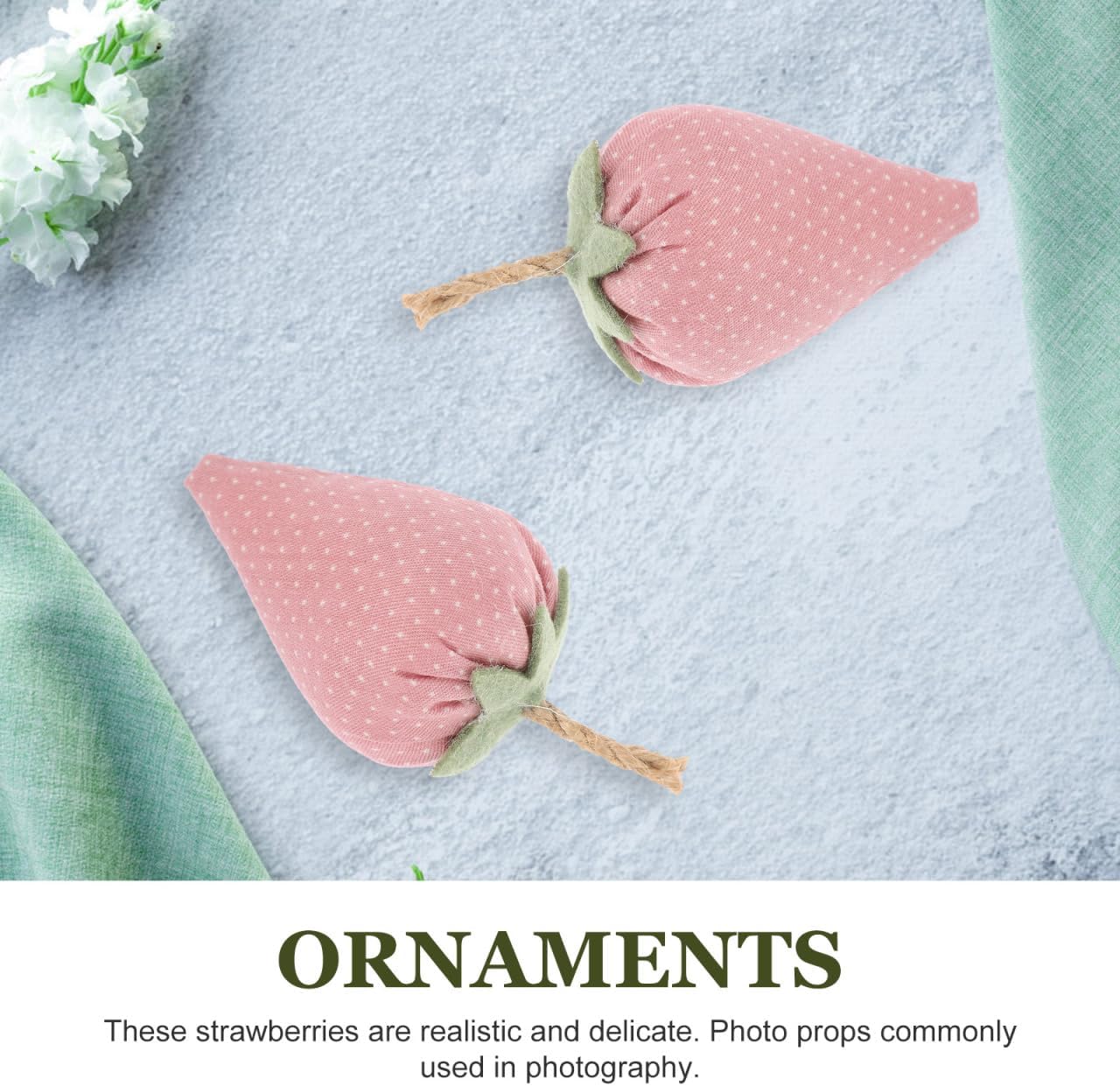 Luxshiny Faux Strawberry Decor 4 Pcs Fabric Strawberry Bowl Filler Artificial Fruit Ornament for Tiered Tray Fruit Basket Table Centerpiece Photo Props Farmhouse Home Decor 3.93In