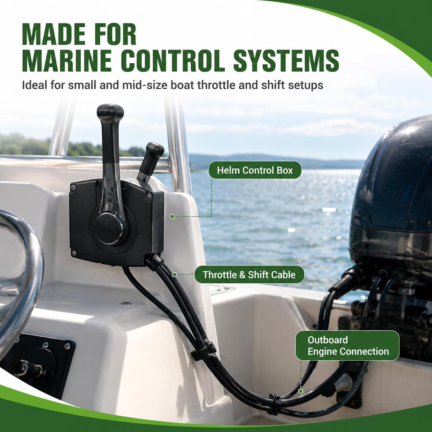Marine Throttle Shift Control Cable 2PCS Replacement for CC17914 & 600A Gen I Remote Control Fit Outboard Engines