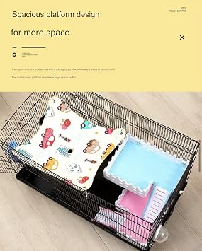 Large Hamster Cage Hamster House Hamster Home Pet CageSmall Animal Carry Cage for Hamsters, Gerbils, Mice Transparent, Portable, Convenientwith Hamster Accessories Spacious Hamster cage(Black 1)