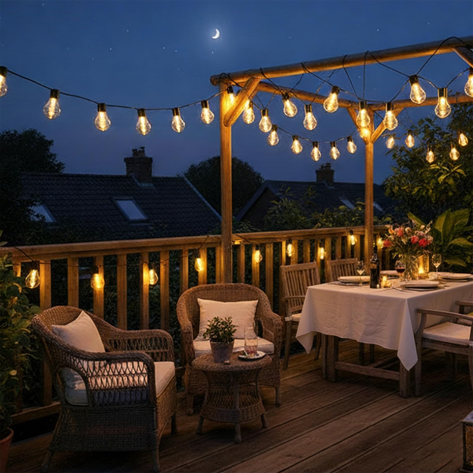 Guirlande Lumineuse Extérieure Solaire, 9M 20 LED Guirlande Guinguette Solaire et Rechargeable USB, 8 Modes Étanche Éclairage d'Ambiance pour Jardin, Balcon, Terrasse, Fête (Blanc Chaud)