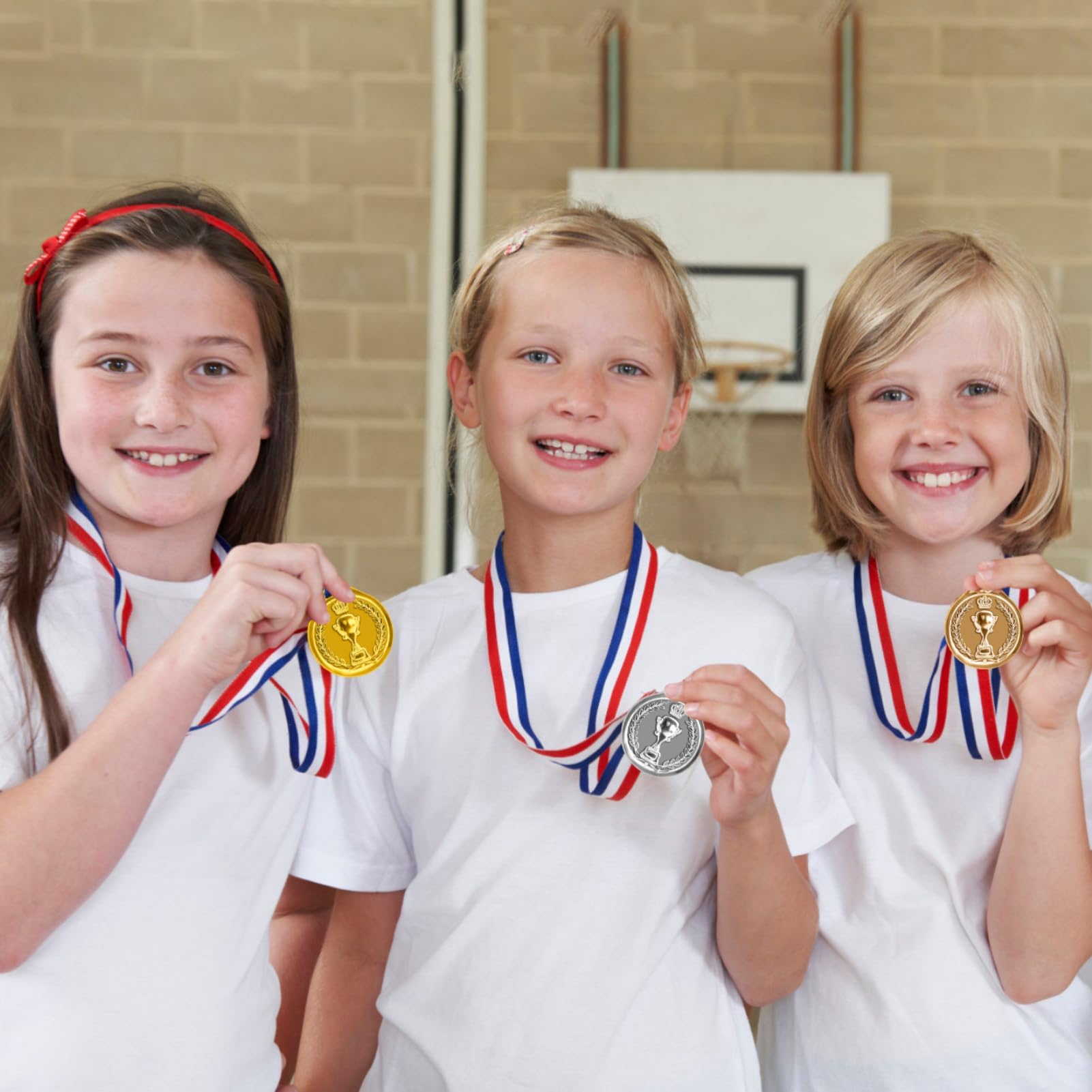 12 Pièces Medailles Enfant,Médailles de Récompense d'or,d'argent et de Bronze avec Ruban,Medaille pour Jeux d'enfants,Compétitions Sportives et Jeux de Bureau