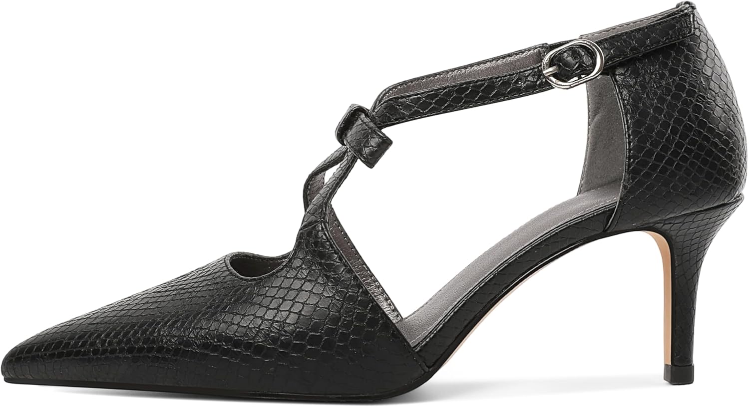 AUMOTED Women Criss Cross Heels Pointed Toe Low Heel Pumps Patent Fashion Dress Shoes for Casual Work US Size 5-13