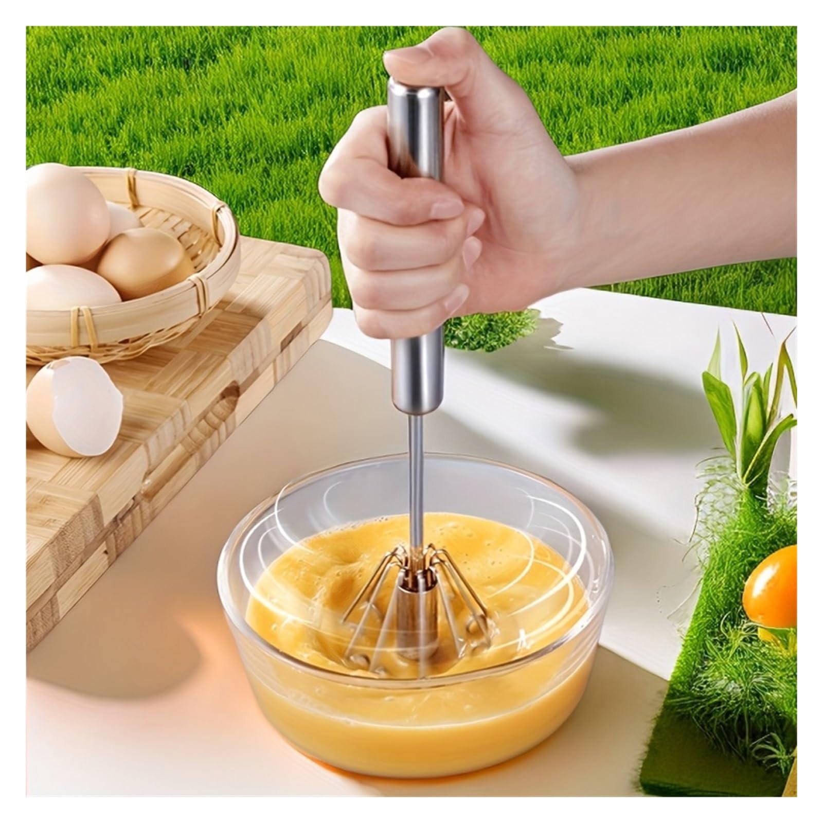 Mezclador de cocina batidor huevos acero inoxidable for mezclar y batir crema sin esfuerzo(M-2pcs-12inch)