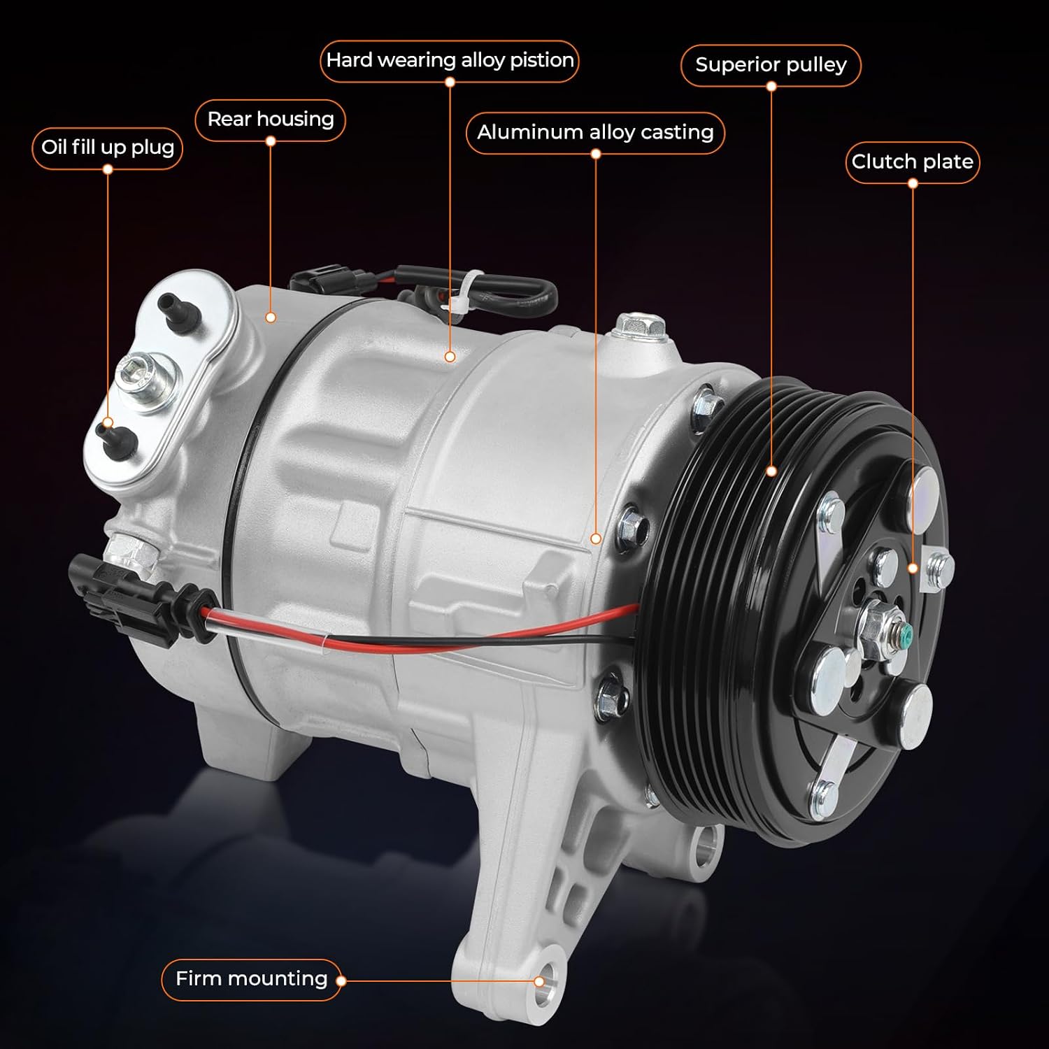 22931654 A/C Air Conditioner Compressor Assembly with Clutch Compatible with 2013-2020 Chevry Traverse/Buick Enclave, For 13-17 GMC Acadia V6 3.6L 23499392 23229830 84199190 84308629 84338709 68322