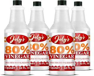 Joly's 80% Pure Concentrated Vinegar -Ultra-Performance (20X) Power | Technical Grade | Dilutes Easily to 5% Acidity (1 Cup per Gallon) -Home and Outdoor Cleaning Concentrate 32 oz (4)
