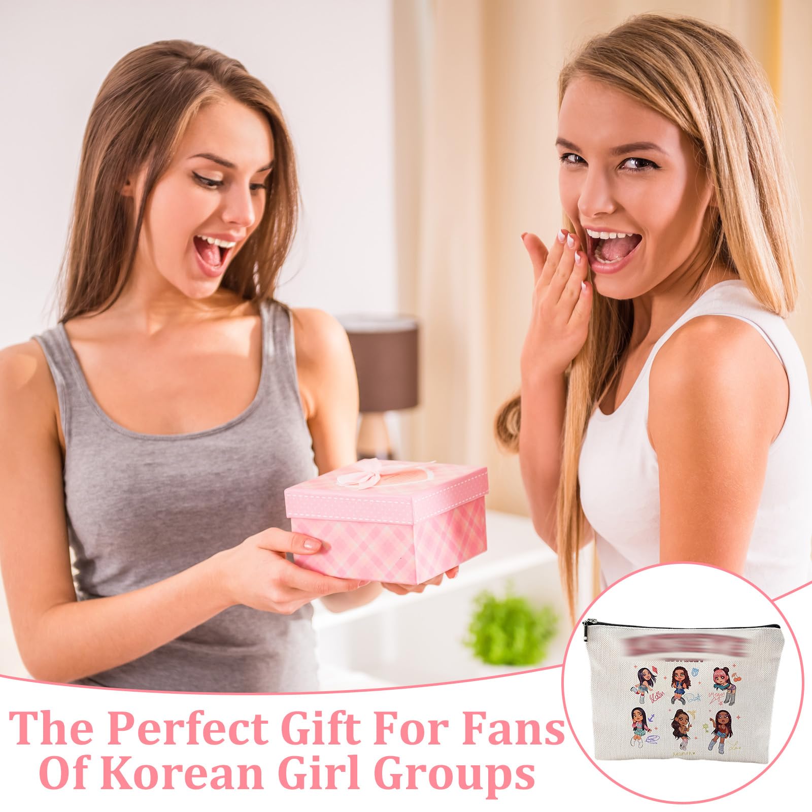 Borsa per trucchi Katseye, borsa cosmetica per ragazze del gruppo K-pop per donne e ragazze, organizer portatile per articoli da toeletta da viaggio, regalo per fan, per amanti della musica, per