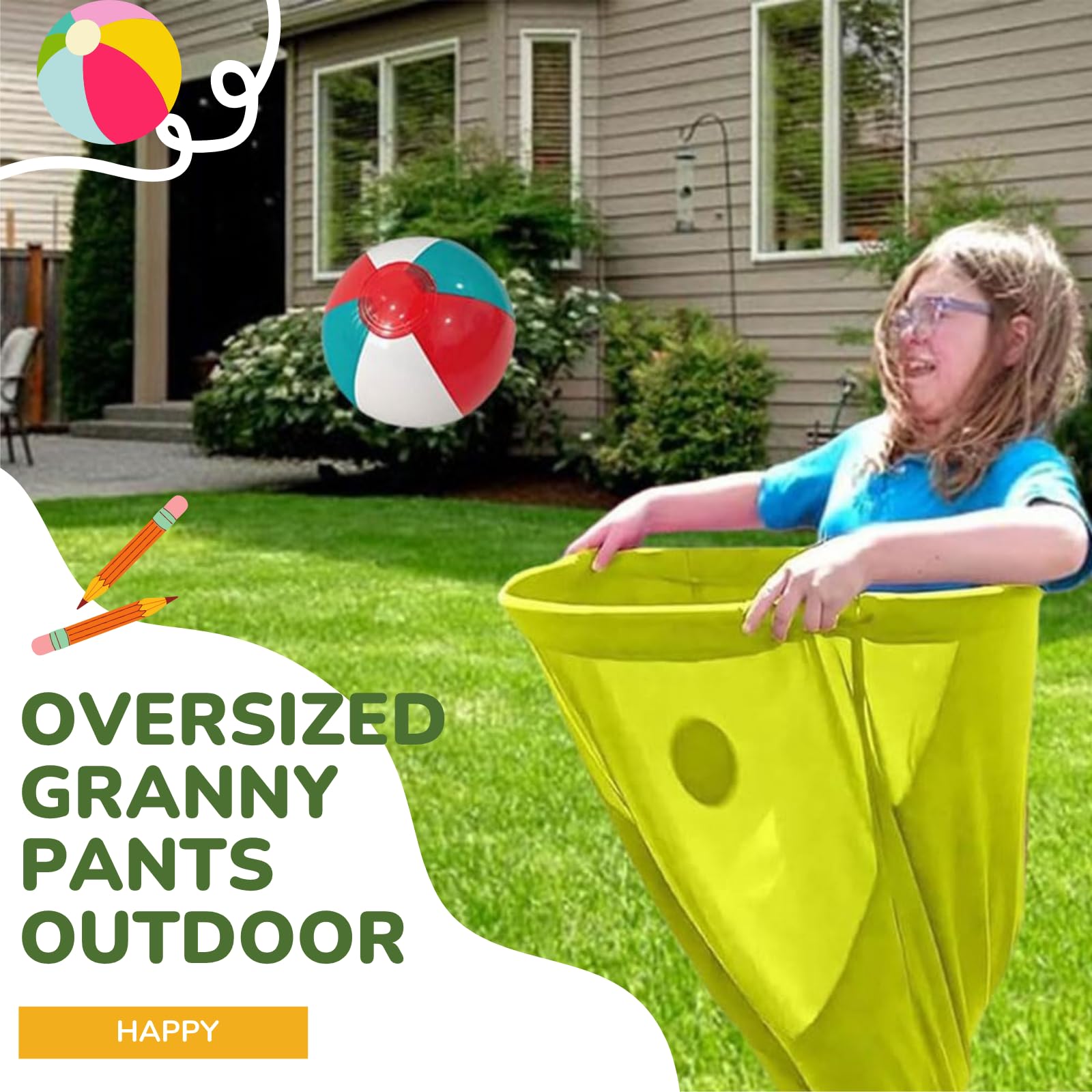 ifowbvy Granny Pants Yard Game Sets for Adults, Giant Granny Pants Outdoor Games with Bouncy Balls & Cones, Super Pant Challenge Game, Family Reunion Party, Backyard Games, Field Day Fun