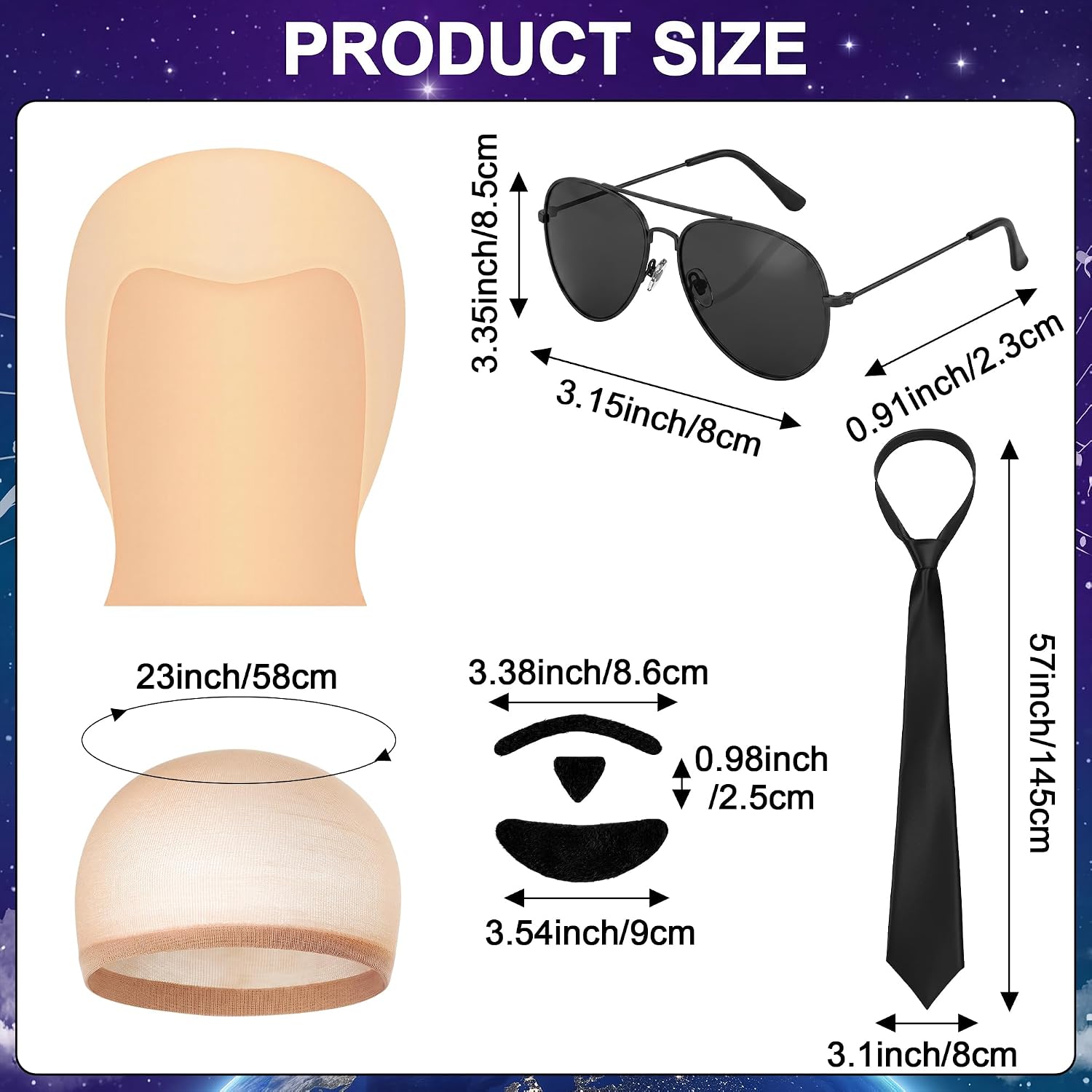 Mepase Halloween Bald Caps Costume Set Cosplay Accessories