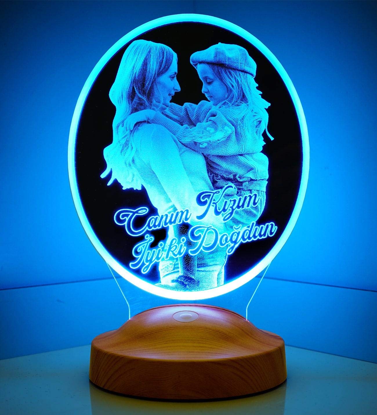 Regalo para el Día de la Madre con foto personalizable con tu propia foto y texto en imágenes 3D LED, diseño de lámpara grabada (forma de huevo)