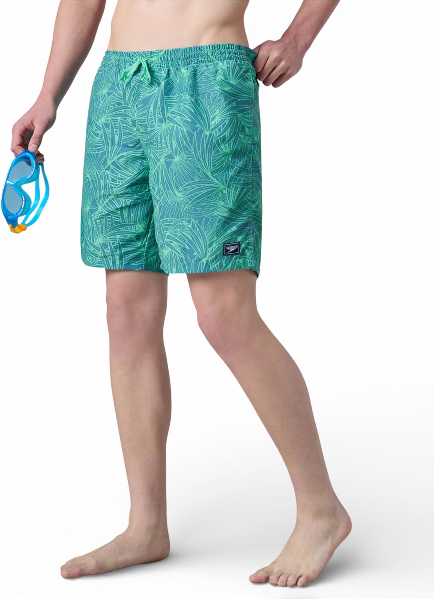 Men's 4 Way Flex Essential Printed Watershorts with Side Pockets | Water Repellent | Internal Drawcord | Wide Waistband Swimming Trunks